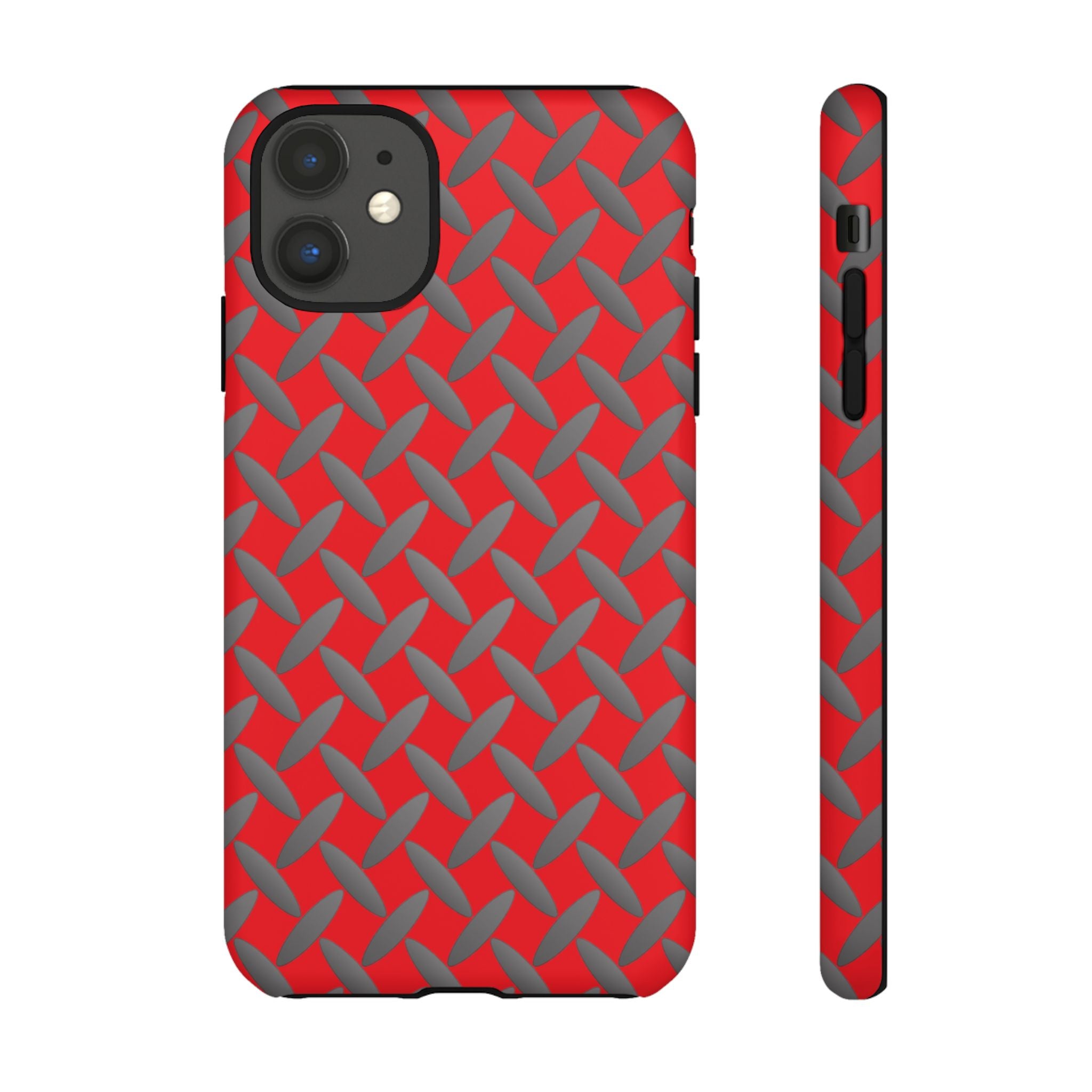 Durable Phone Case Red-iPhones Tough Cases with Stylish Diamond Plate Design