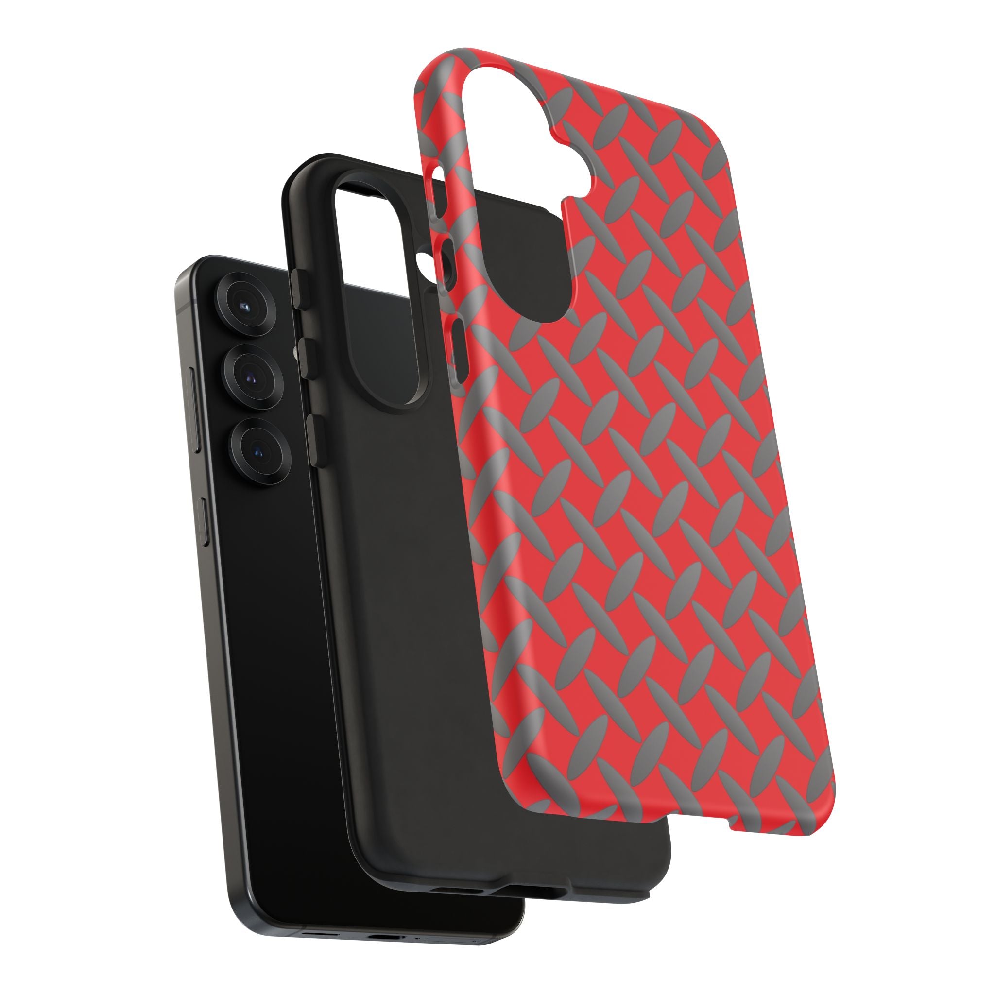 Durable Samsung Phone Case Red - Tough Cases with Stylish Diamond Plate Design