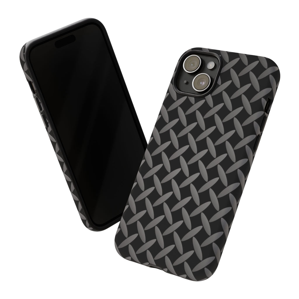 Durable Phone Case Black - Tough Cases with Stylish Diamond Plate Design - iPhones