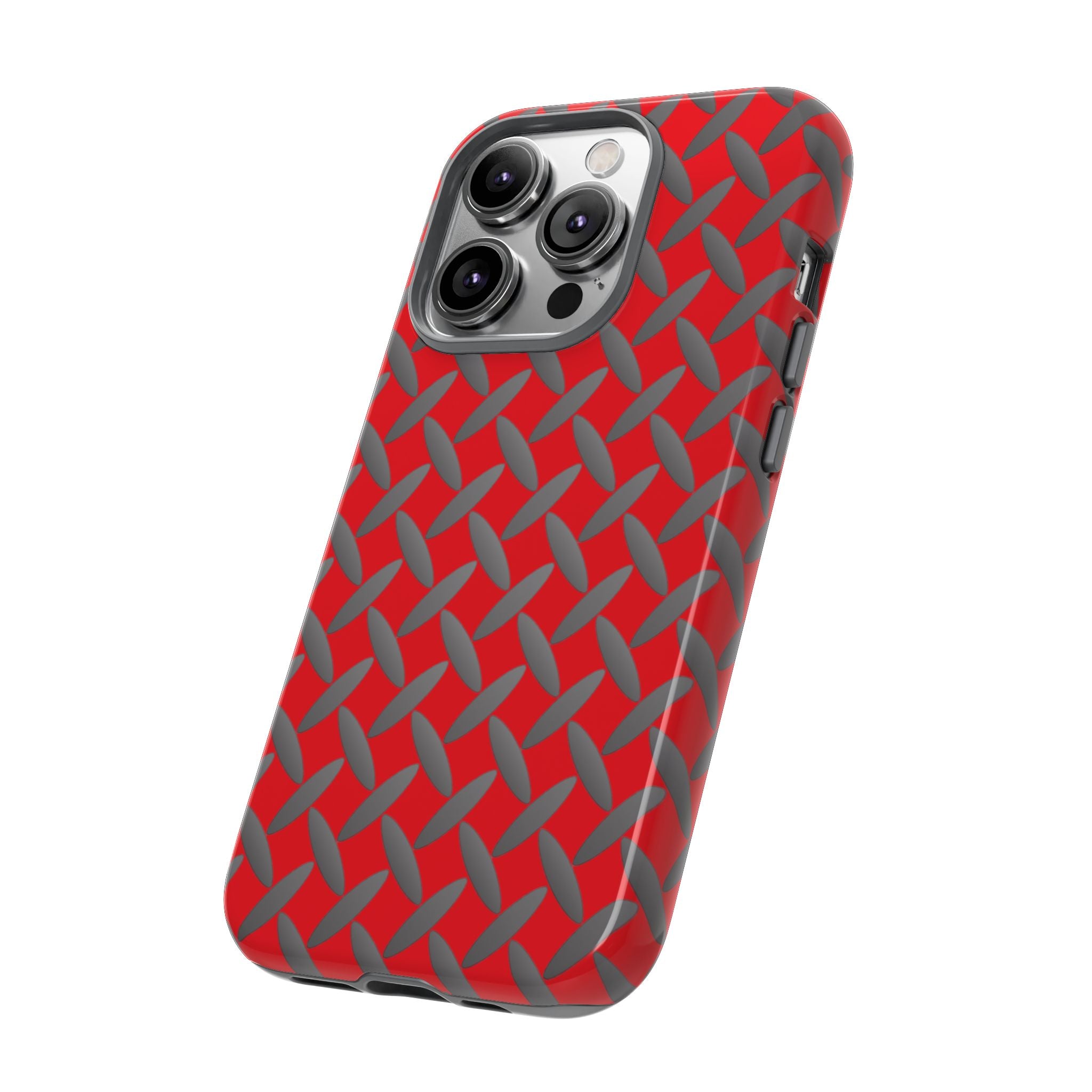 Durable Phone Case Red-iPhones Tough Cases with Stylish Diamond Plate Design