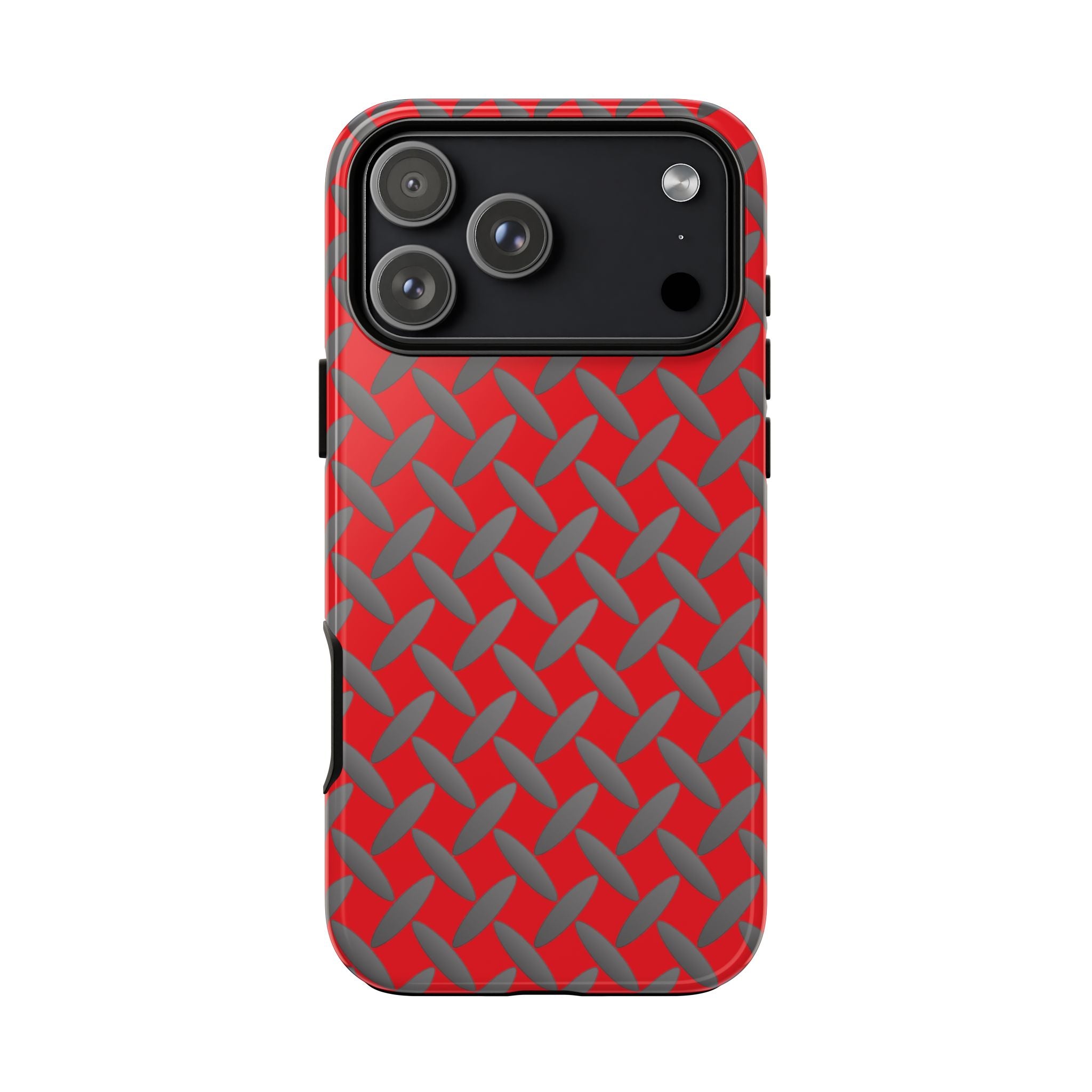 Durable Phone Case Red-iPhones Tough Cases with Stylish Diamond Plate Design