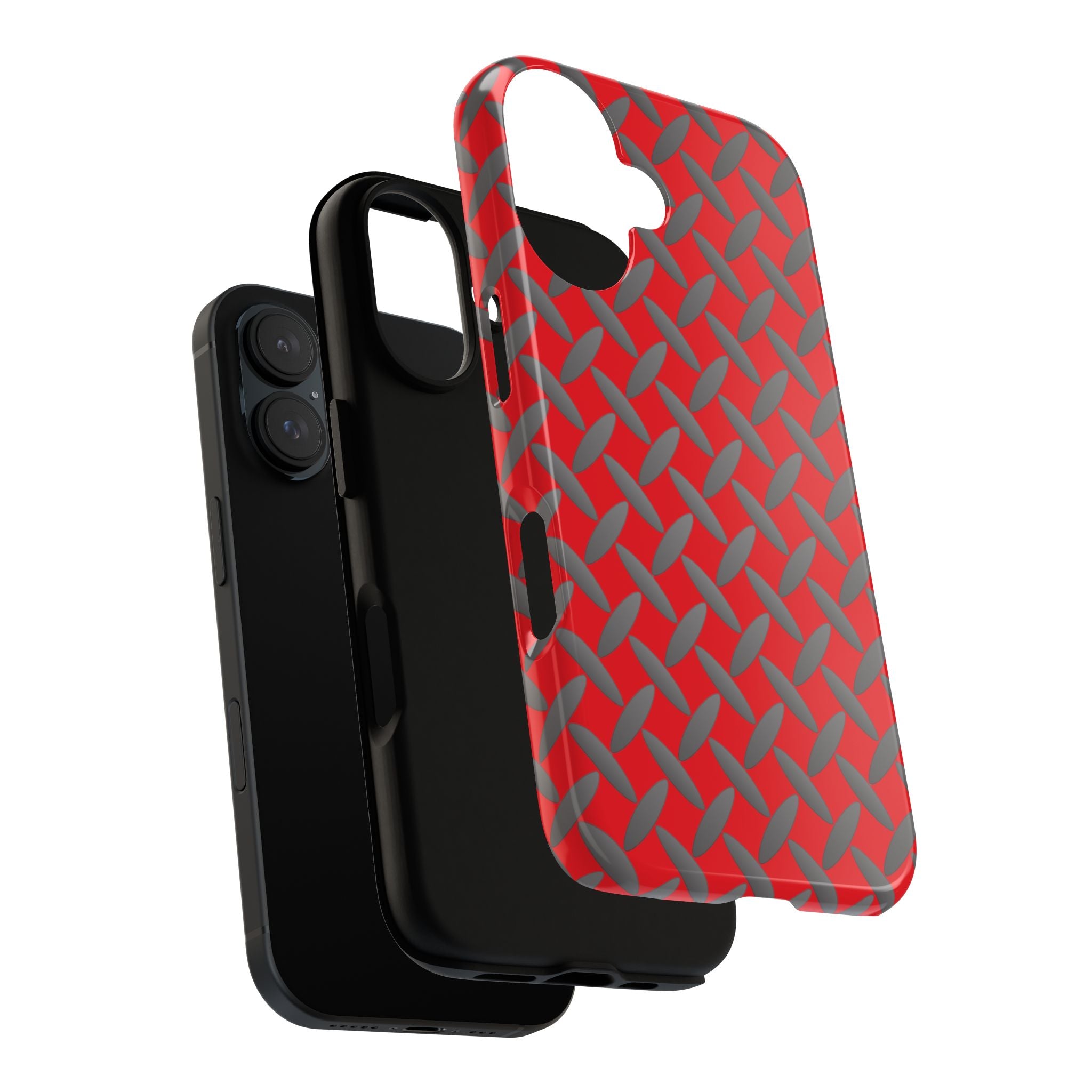 Durable Phone Case Red-iPhones Tough Cases with Stylish Diamond Plate Design