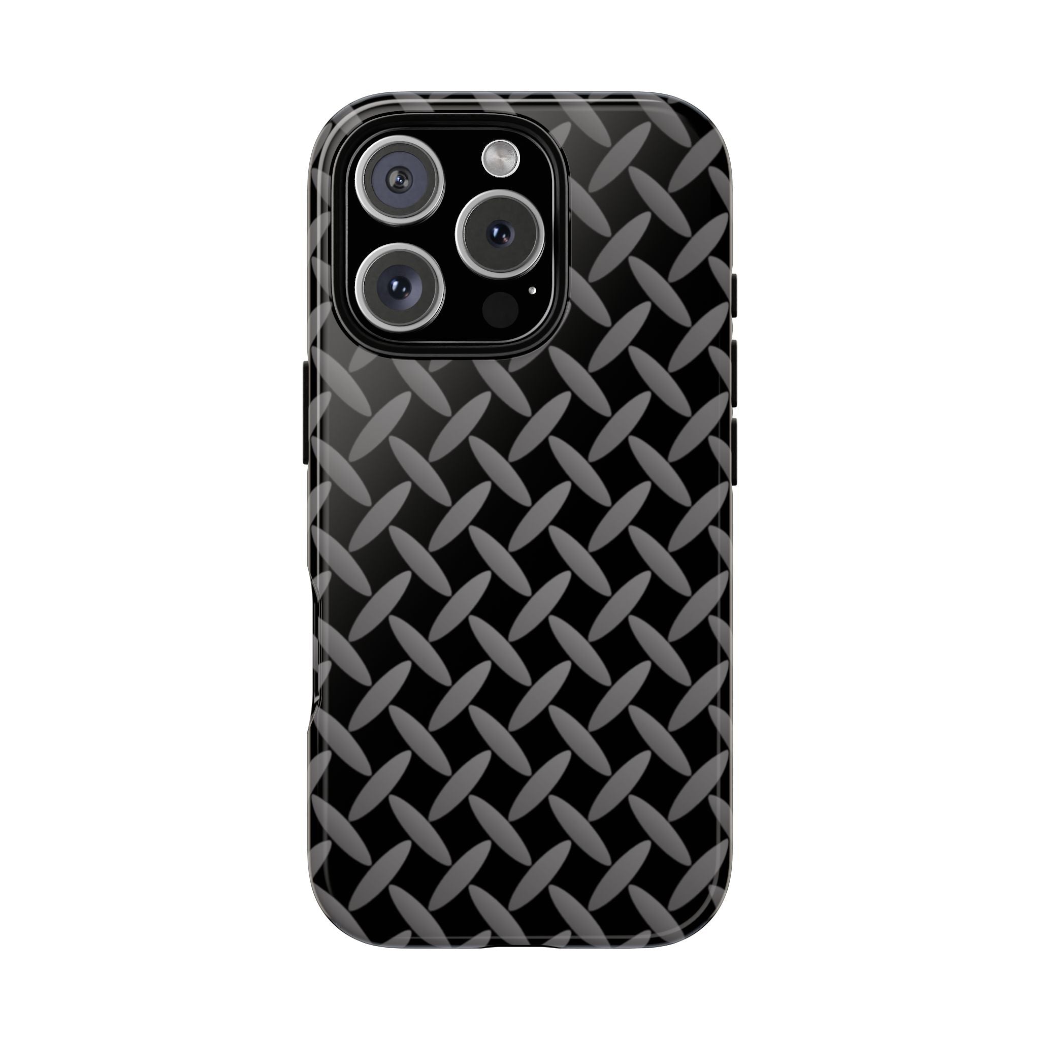 Durable Phone Case Black - Tough Cases with Stylish Diamond Plate Design - iPhones