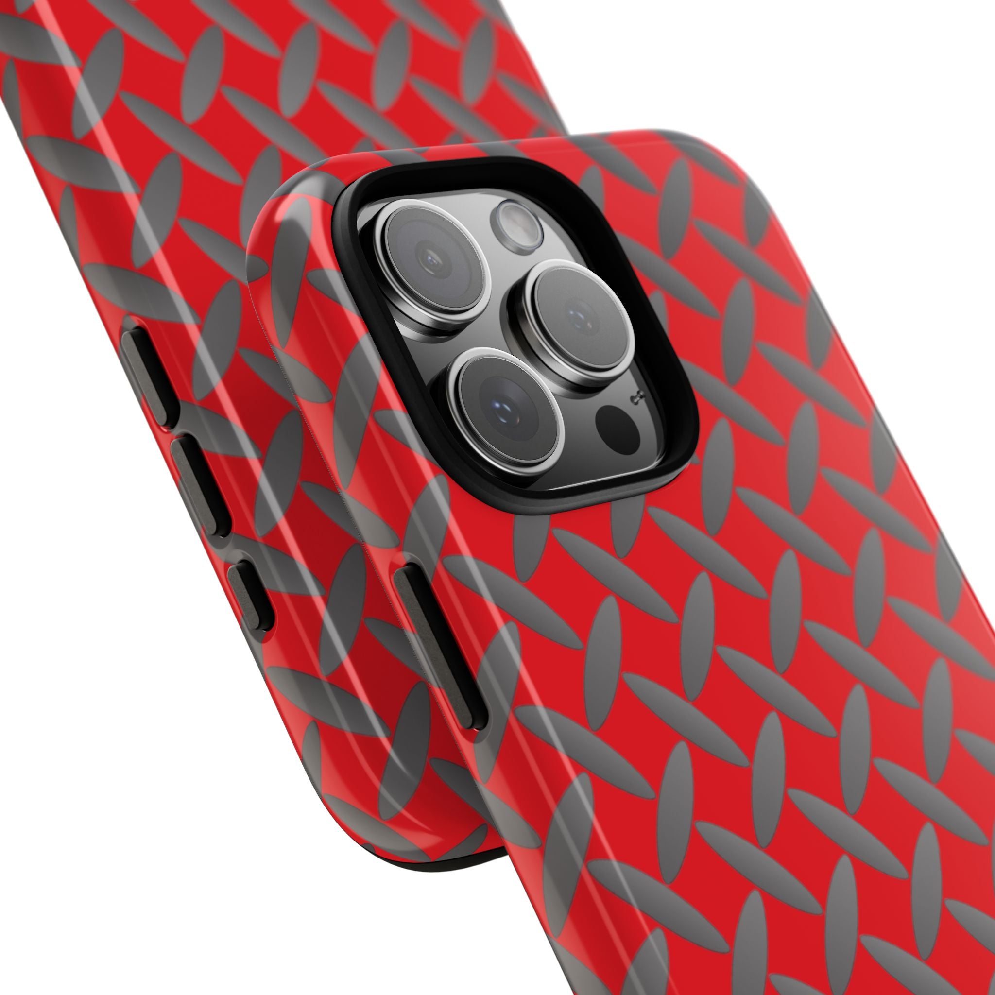 Durable Phone Case Red-iPhones Tough Cases with Stylish Diamond Plate Design