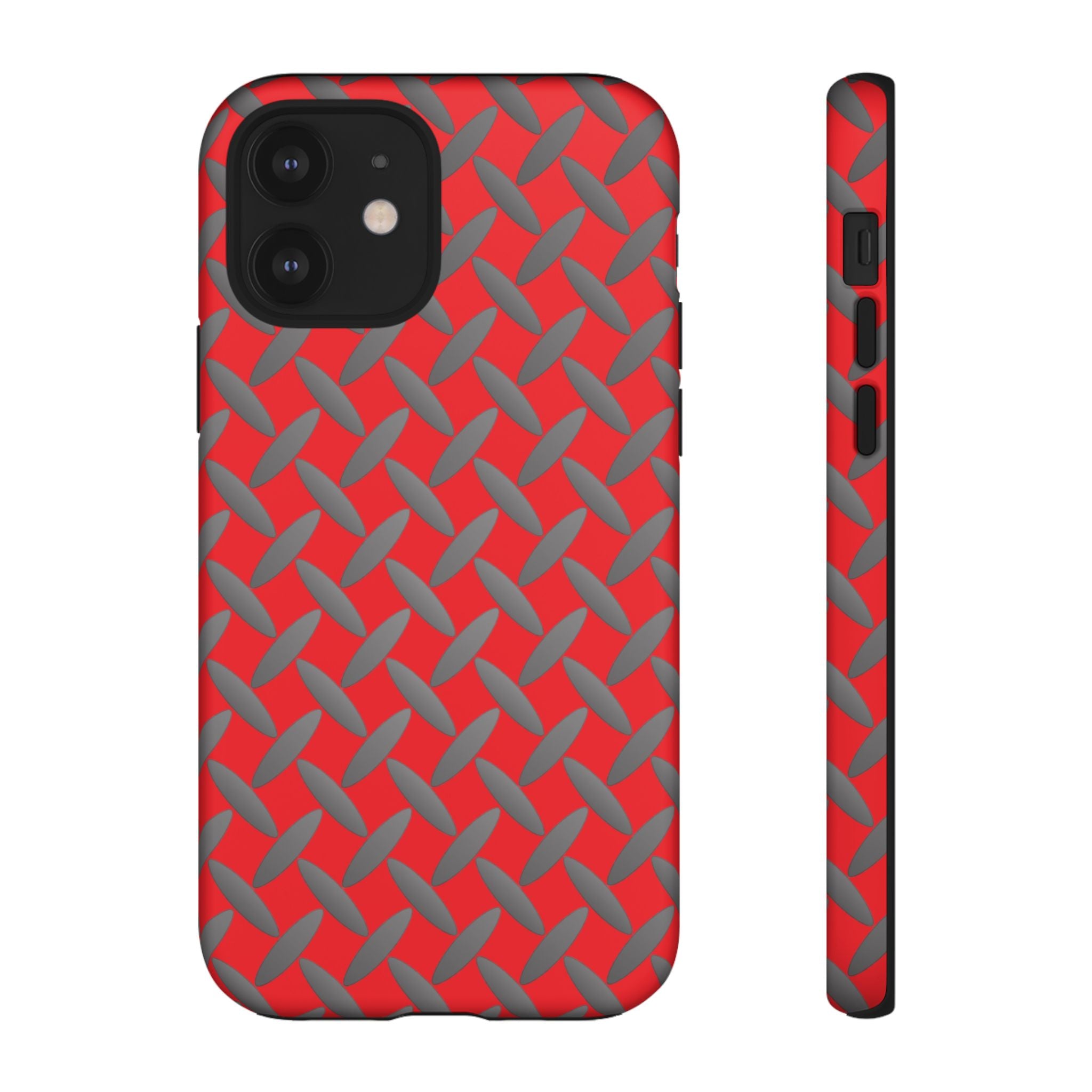 Durable Phone Case Red-iPhones Tough Cases with Stylish Diamond Plate Design