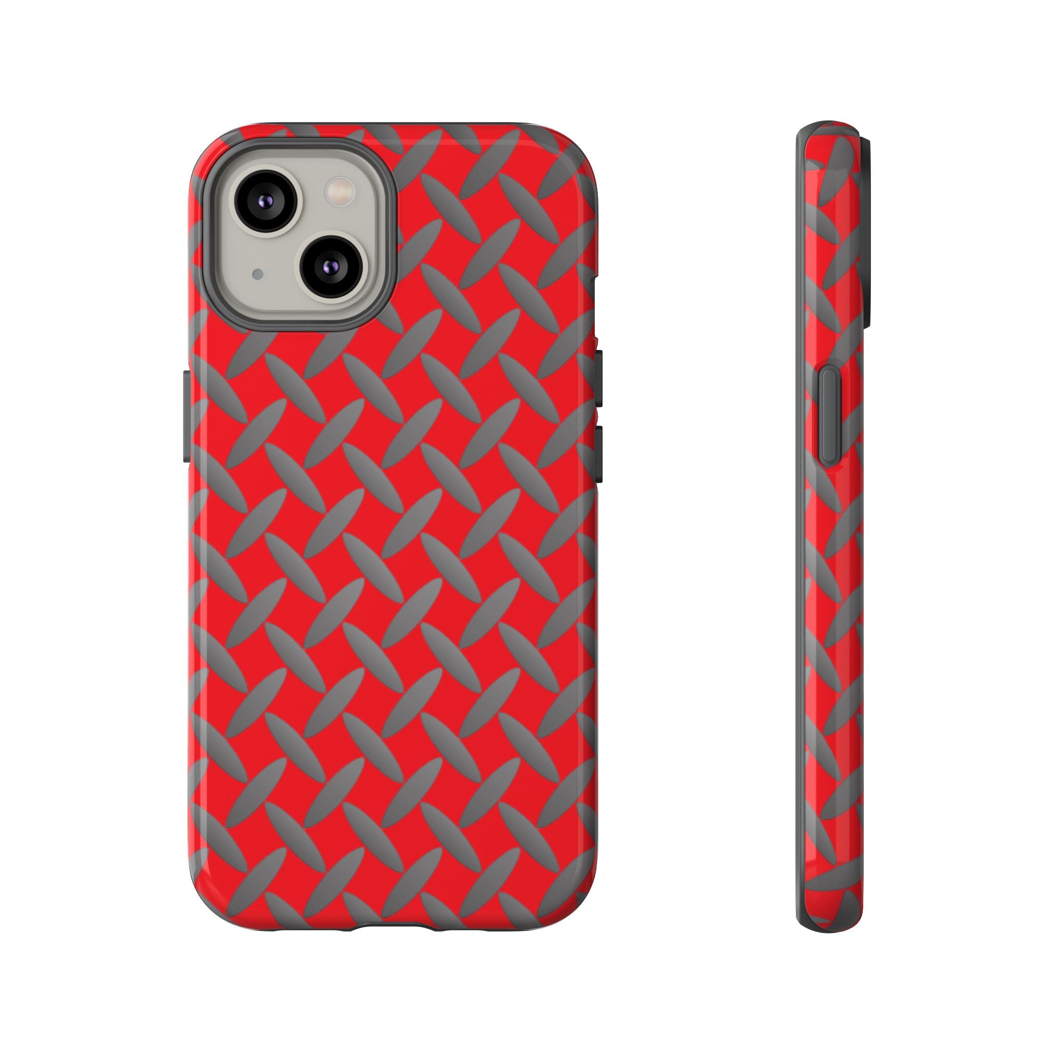 Durable Phone Case Red-iPhones Tough Cases with Stylish Diamond Plate Design