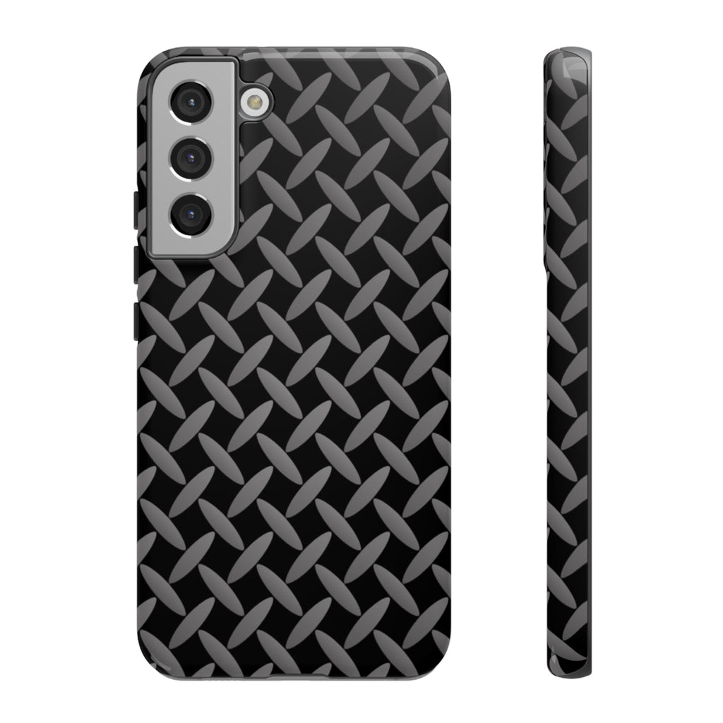 Durable Phone Case Black - Tough Cases with Stylish Diamond Plate Design - Samsung