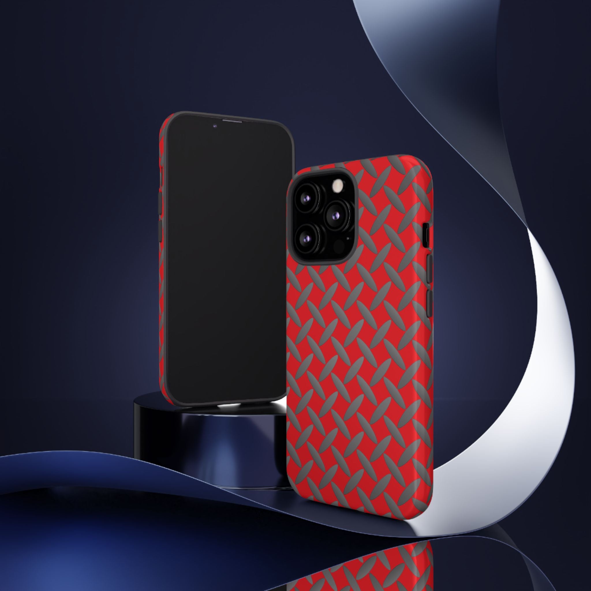Durable Phone Case Red-iPhones Tough Cases with Stylish Diamond Plate Design