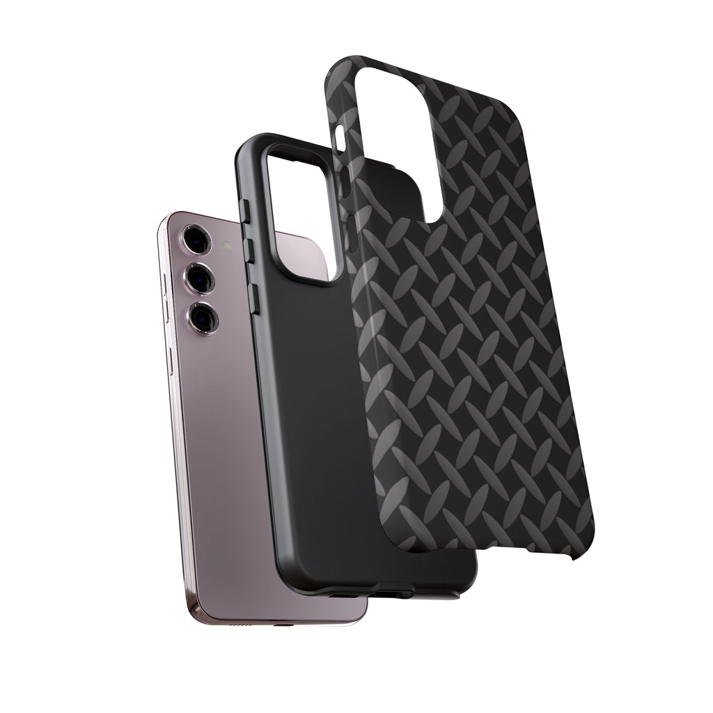 Durable Phone Case Black - Tough Cases with Stylish Diamond Plate Design - Samsung