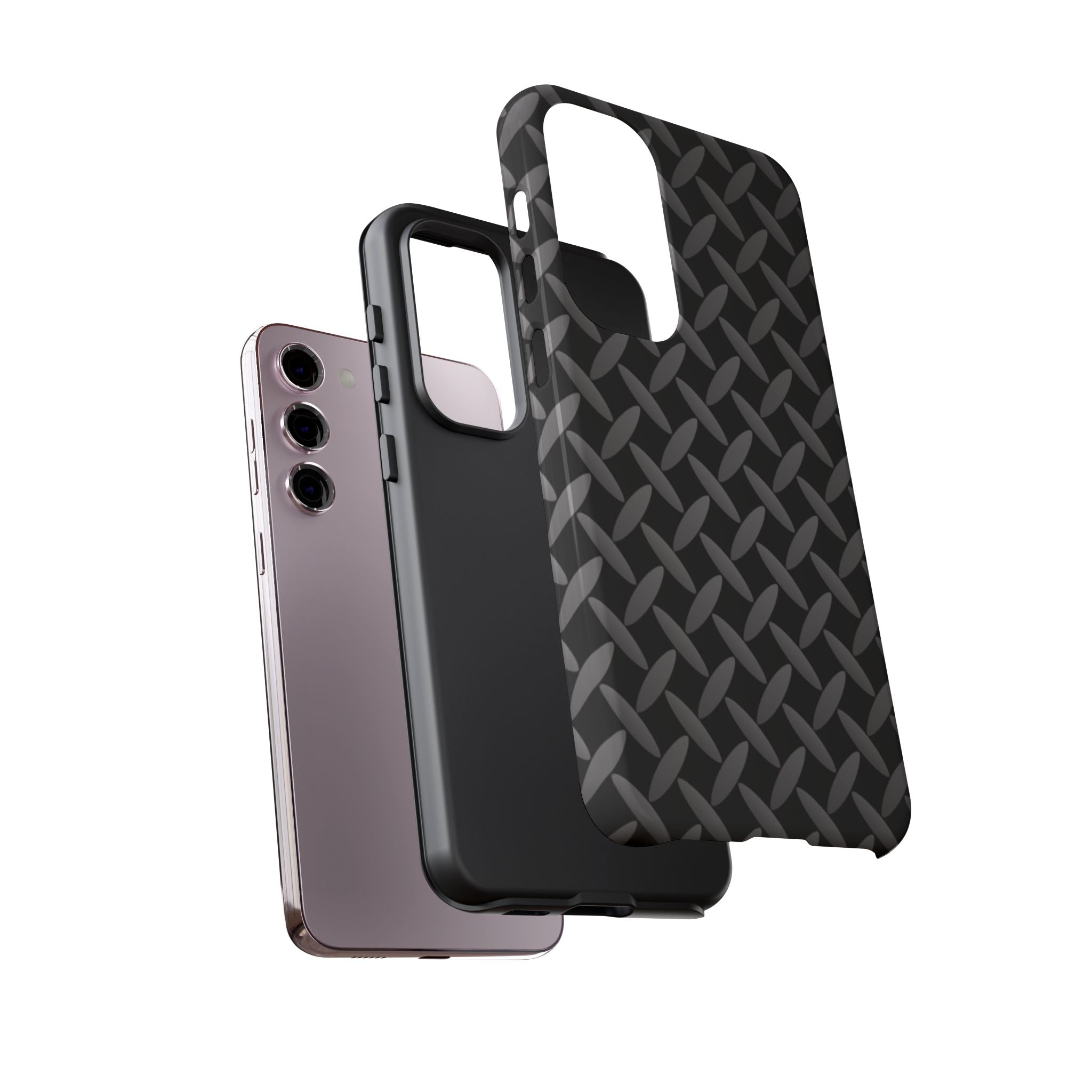 Durable Phone Case Black - Tough Cases with Stylish Diamond Plate Design - Samsung