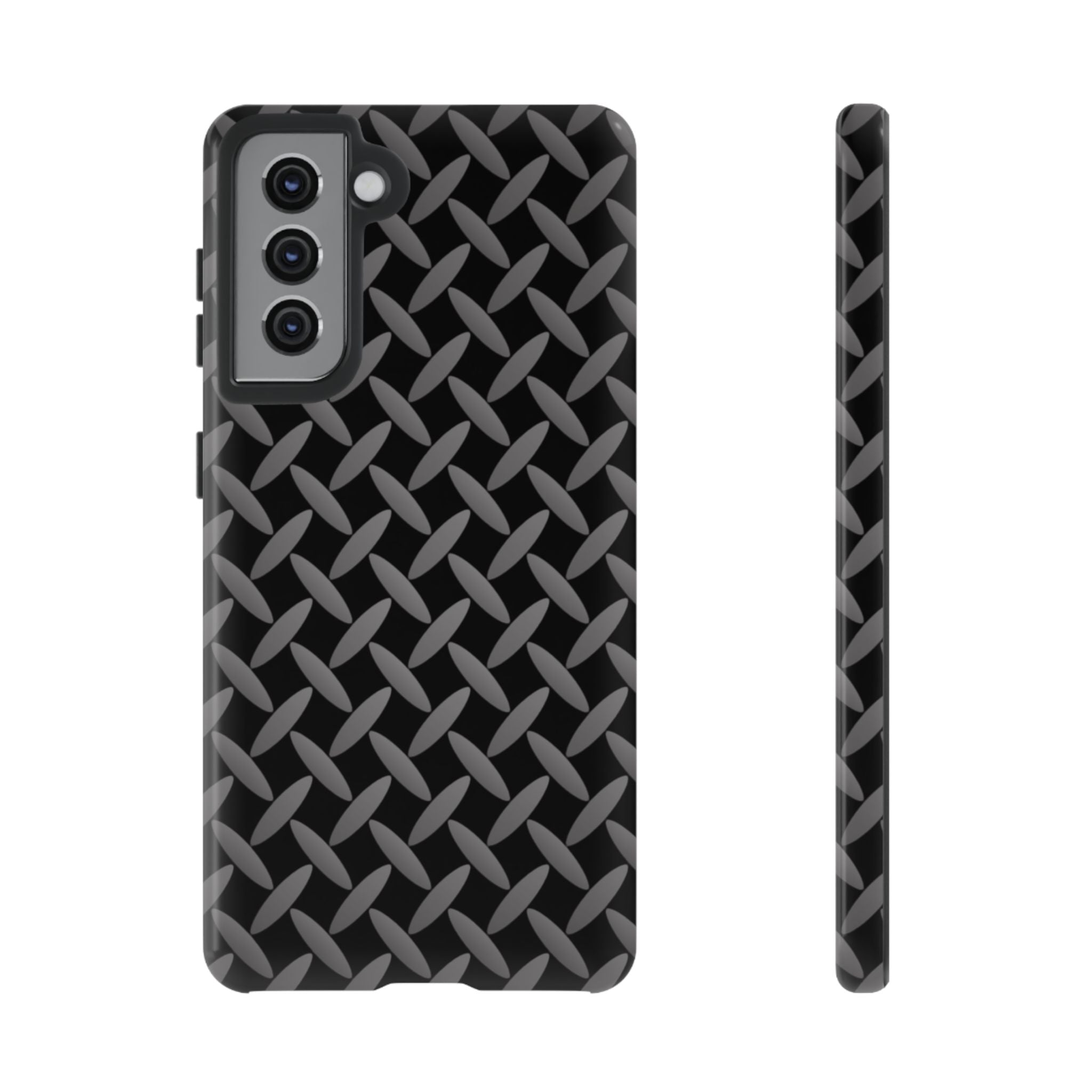 Durable Phone Case Black - Tough Cases with Stylish Diamond Plate Design - Samsung