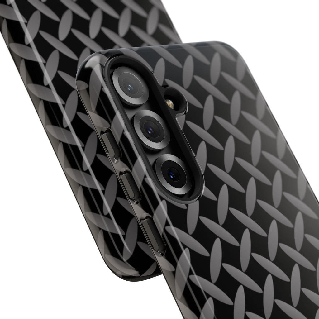 Durable Phone Case Black - Tough Cases with Stylish Diamond Plate Design - Samsung