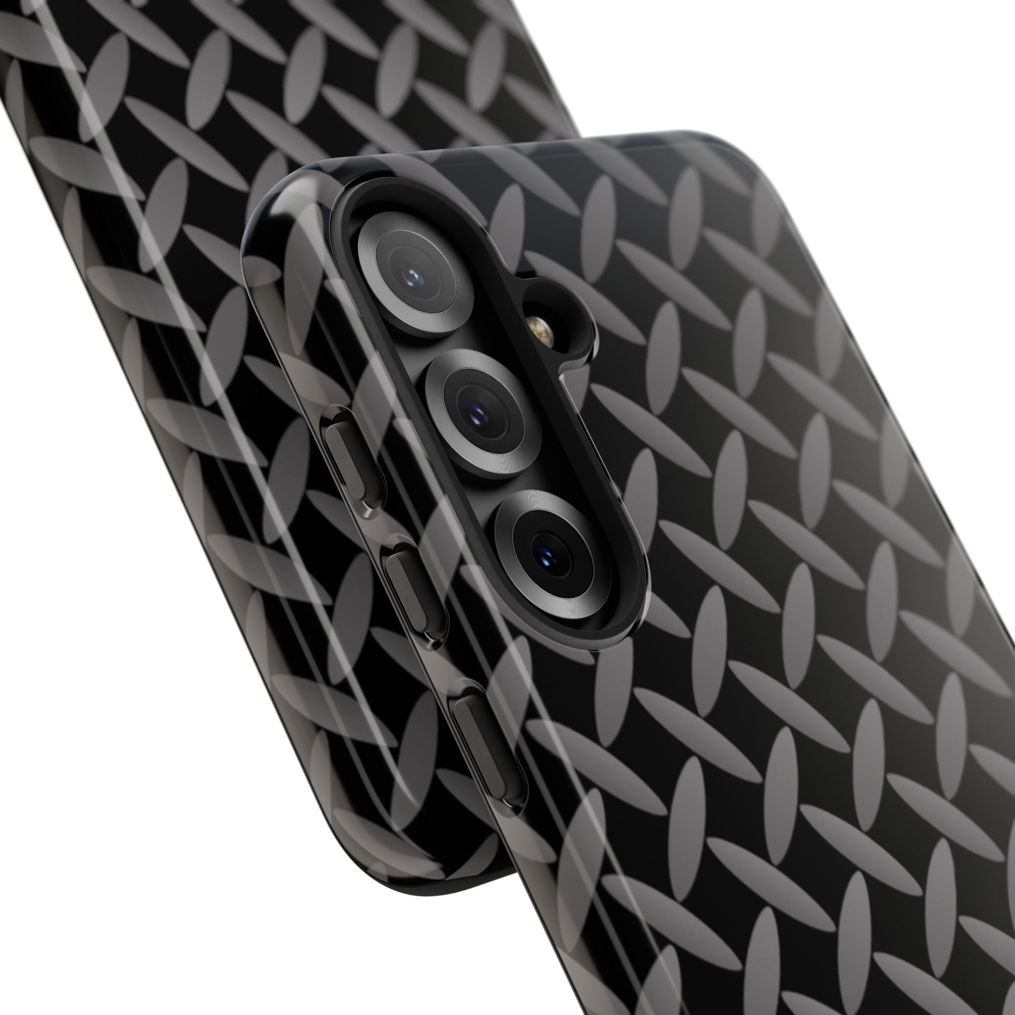 Durable Phone Case Black - Tough Cases with Stylish Diamond Plate Design - Samsung