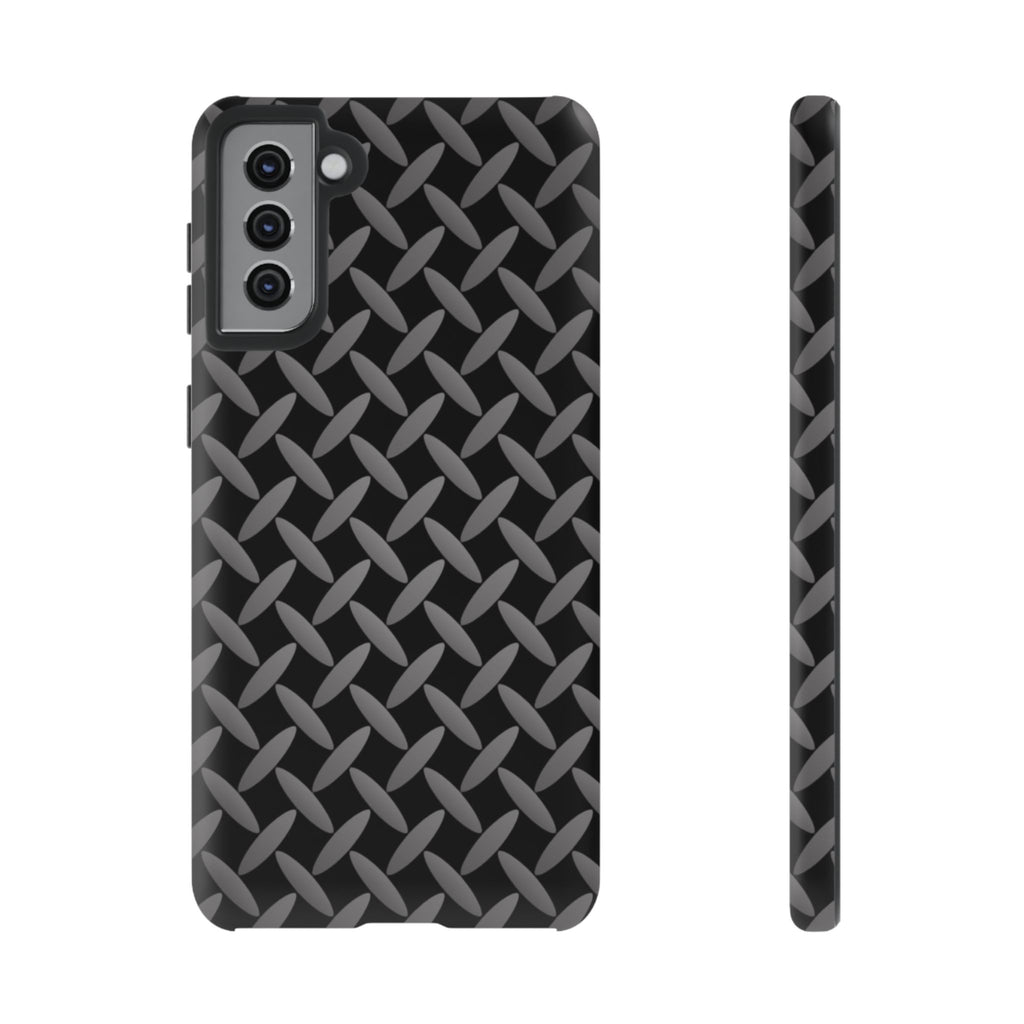 Durable Phone Case Black - Tough Cases with Stylish Diamond Plate Design - Samsung