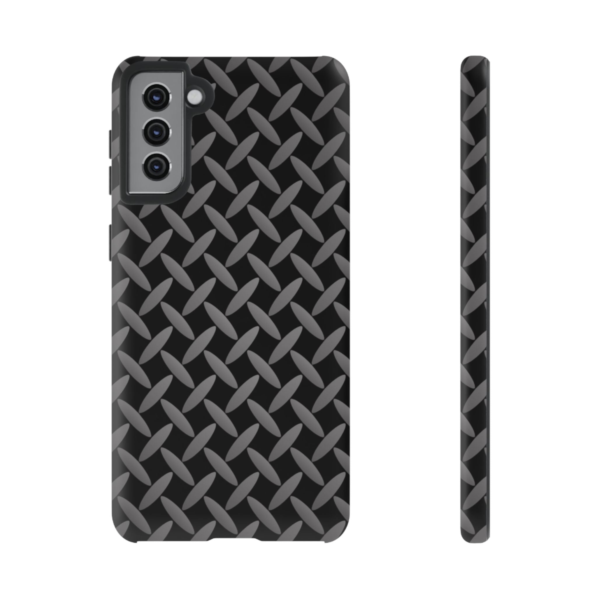 Durable Phone Case Black - Tough Cases with Stylish Diamond Plate Design - Samsung