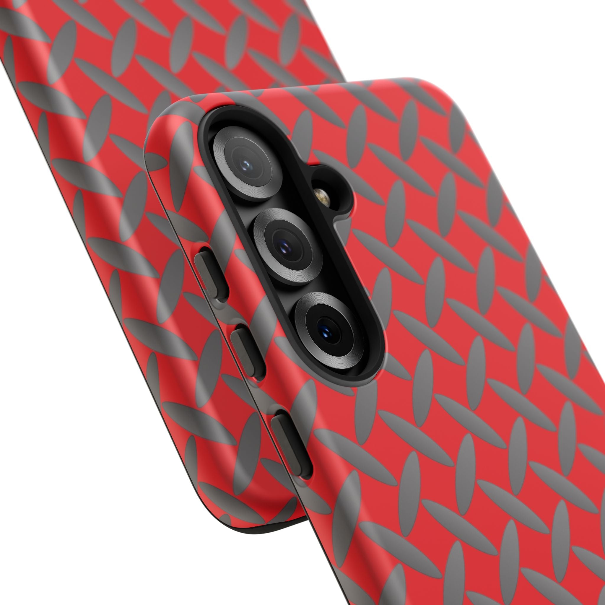 Durable Samsung Phone Case Red - Tough Cases with Stylish Diamond Plate Design