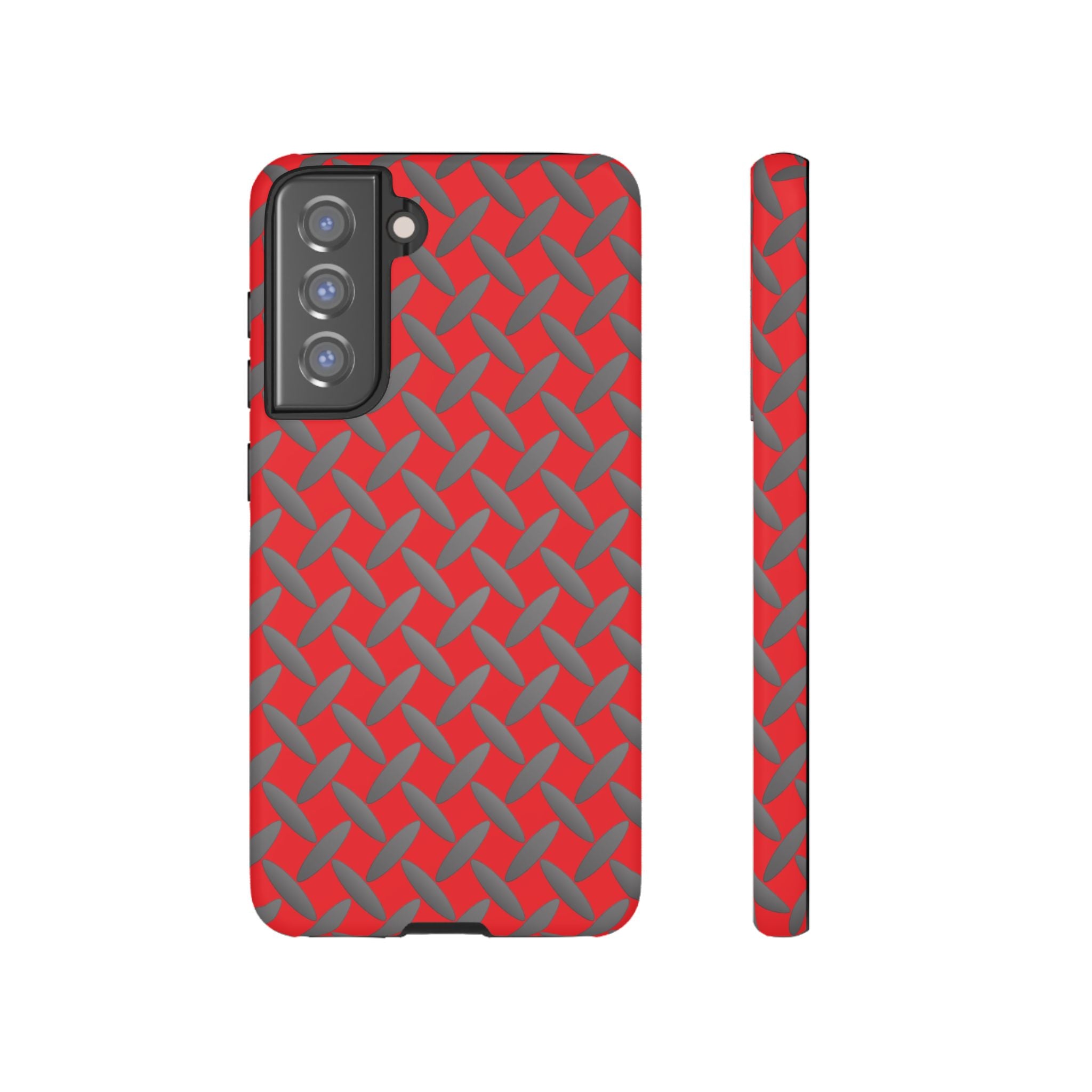 Durable Samsung Phone Case Red - Tough Cases with Stylish Diamond Plate Design