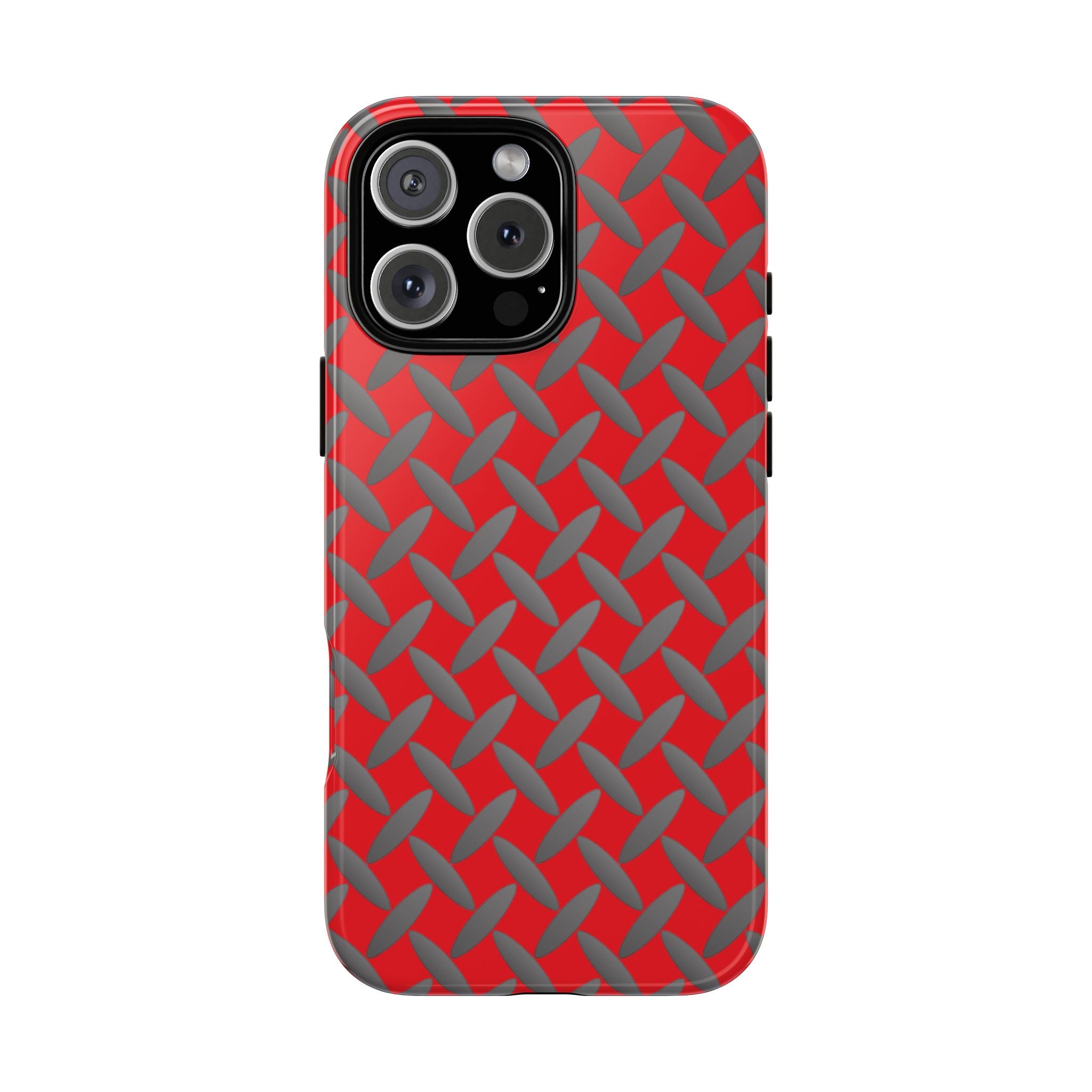 Durable Phone Case Red-iPhones Tough Cases with Stylish Diamond Plate Design