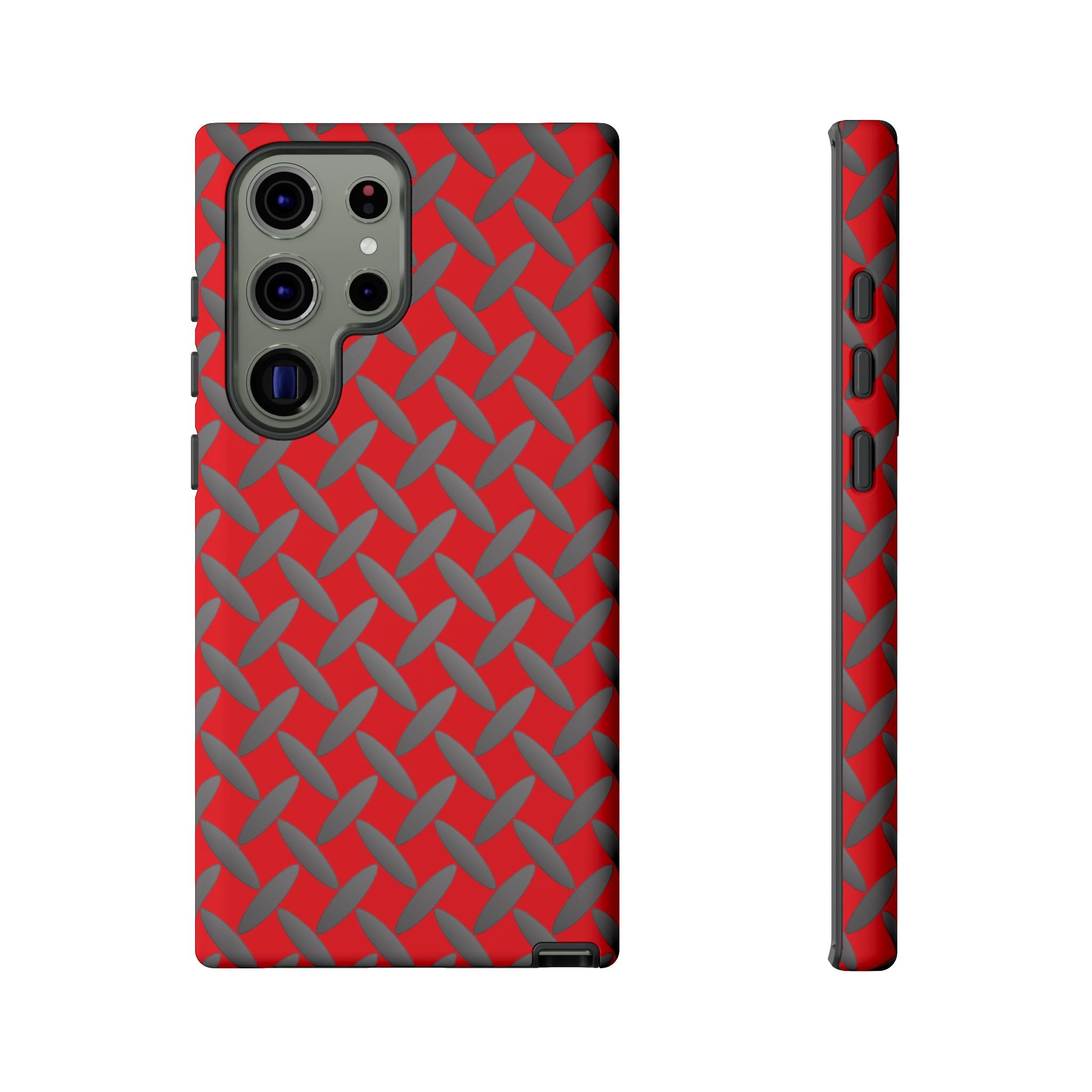 Durable Samsung Phone Case Red - Tough Cases with Stylish Diamond Plate Design