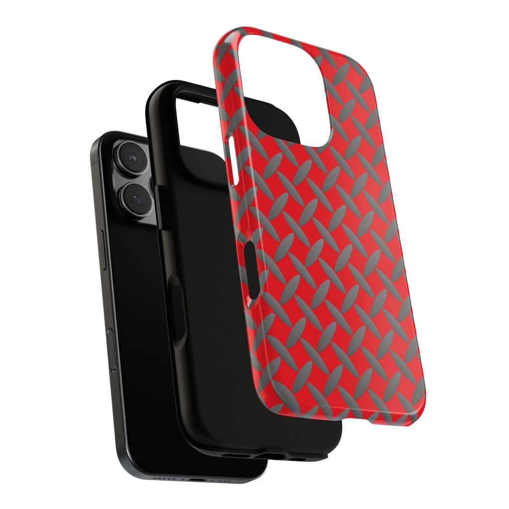 Durable Phone Case Red-iPhones Tough Cases with Stylish Diamond Plate Design