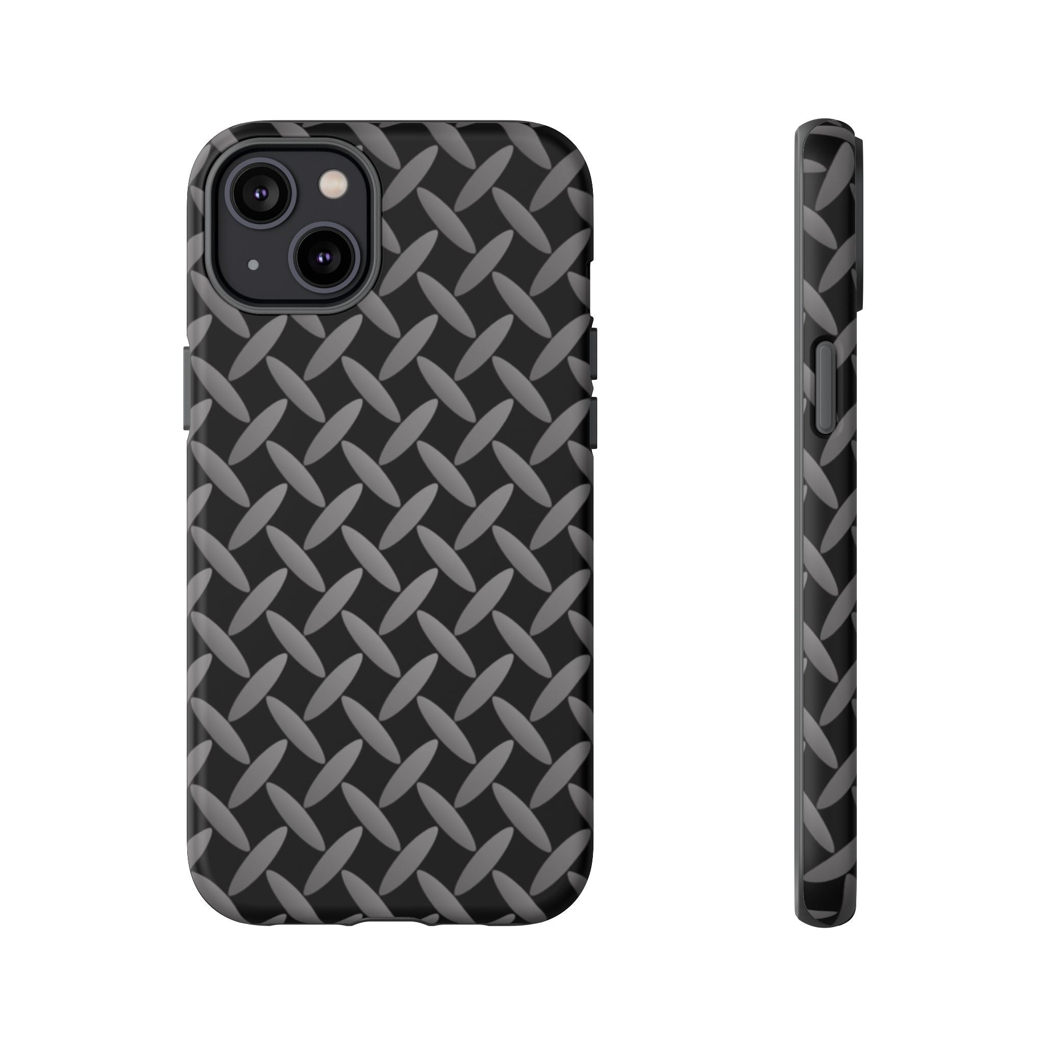 Durable Phone Case Black - Tough Cases with Stylish Diamond Plate Design - iPhones