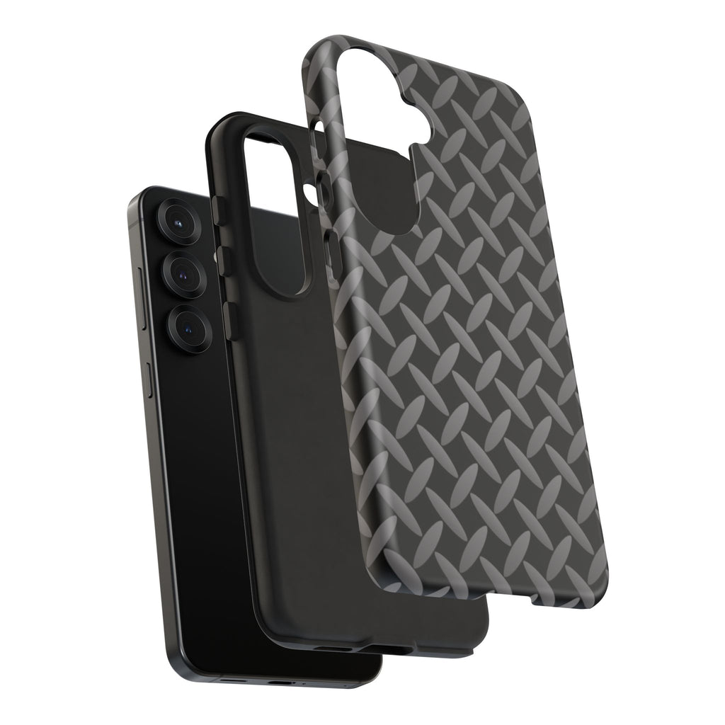 Durable Phone Case Black - Tough Cases with Stylish Diamond Plate Design - Samsung