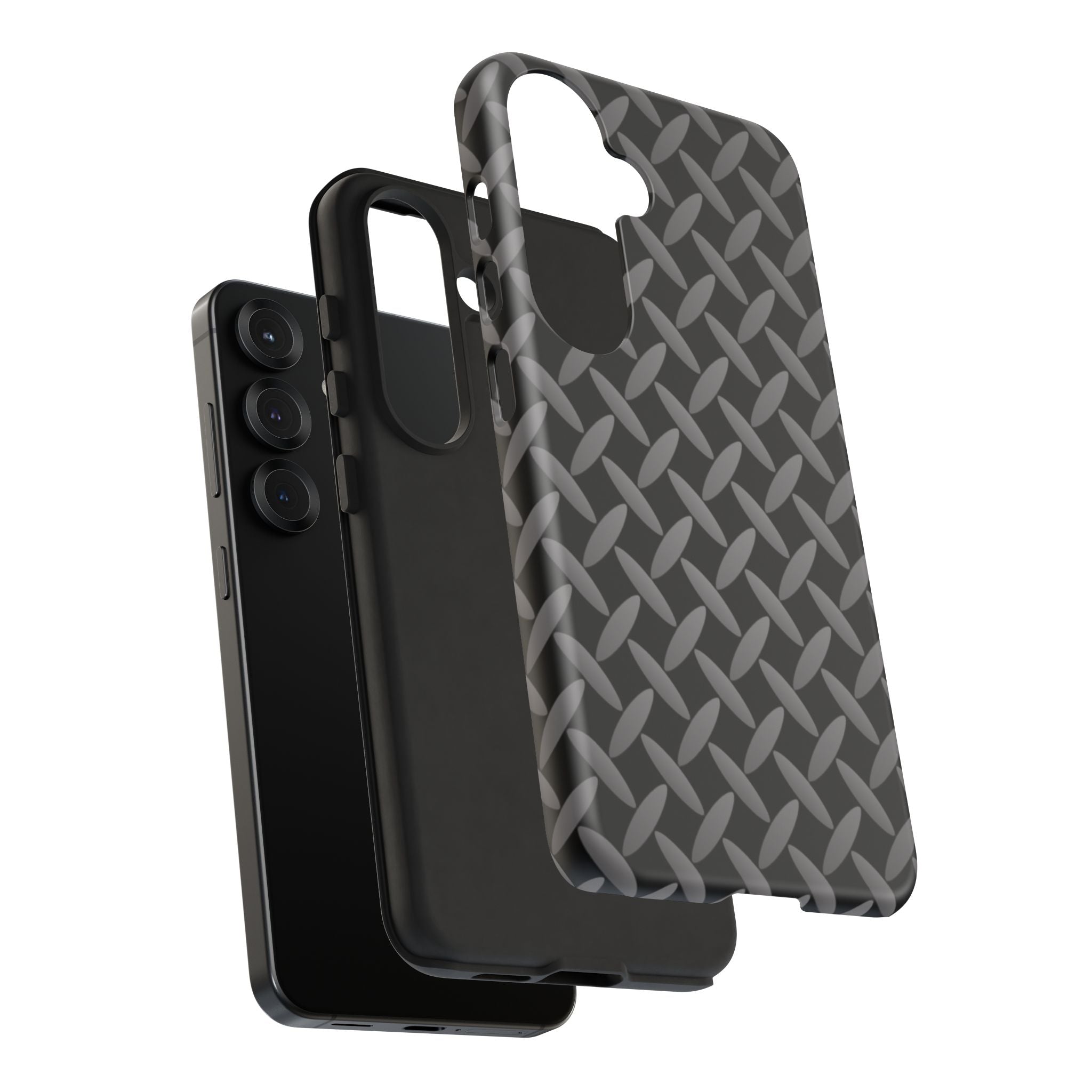 Durable Phone Case Black - Tough Cases with Stylish Diamond Plate Design - Samsung