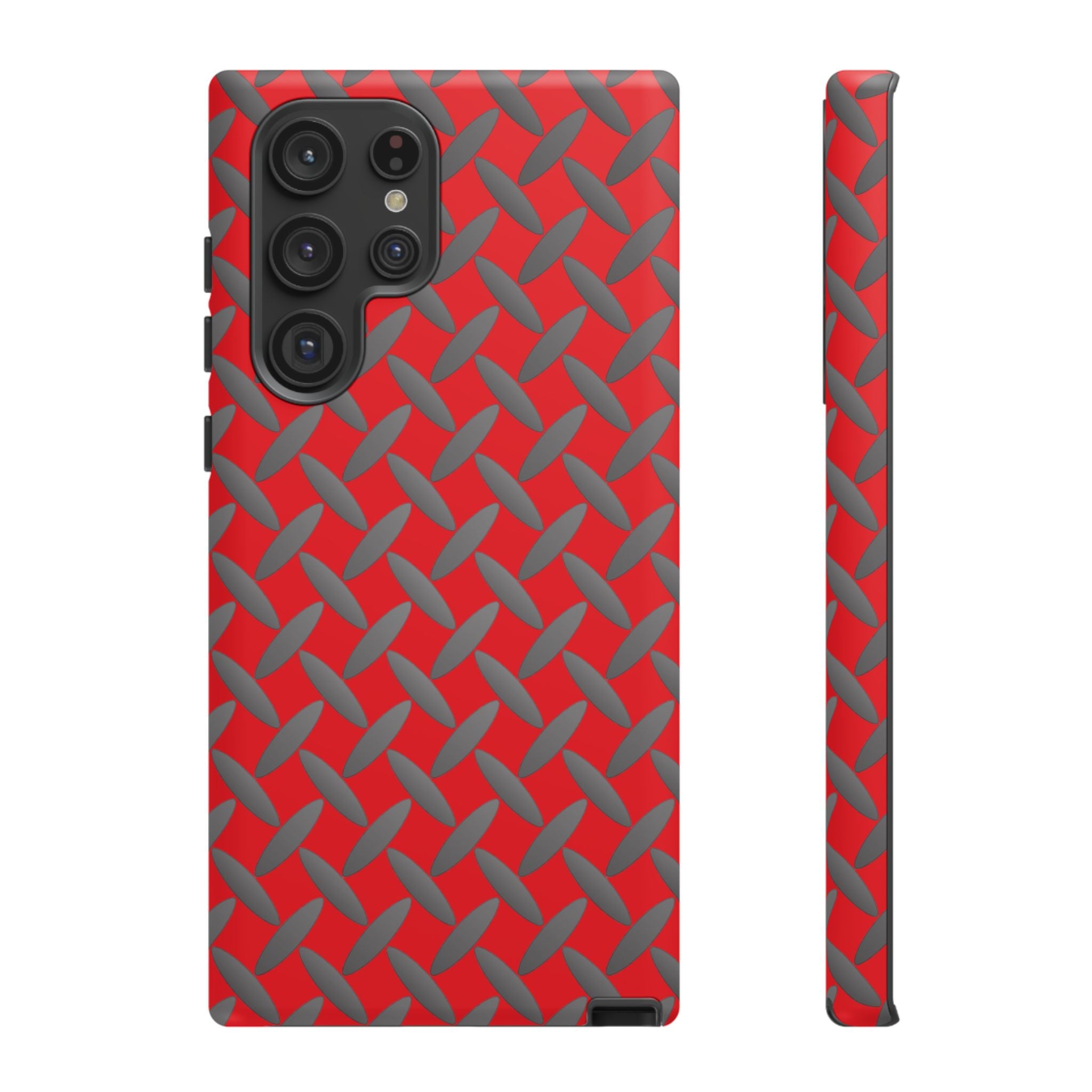 Durable Samsung Phone Case Red - Tough Cases with Stylish Diamond Plate Design