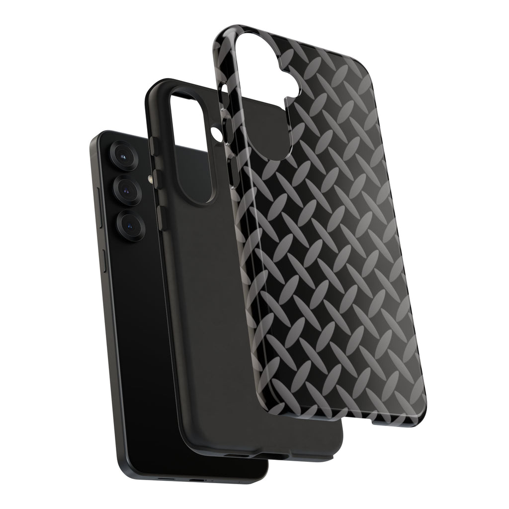 Durable Phone Case Black - Tough Cases with Stylish Diamond Plate Design - Samsung