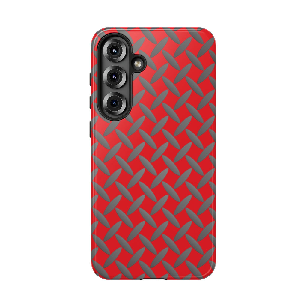 Durable Samsung Phone Case Red - Tough Cases with Stylish Diamond Plate Design