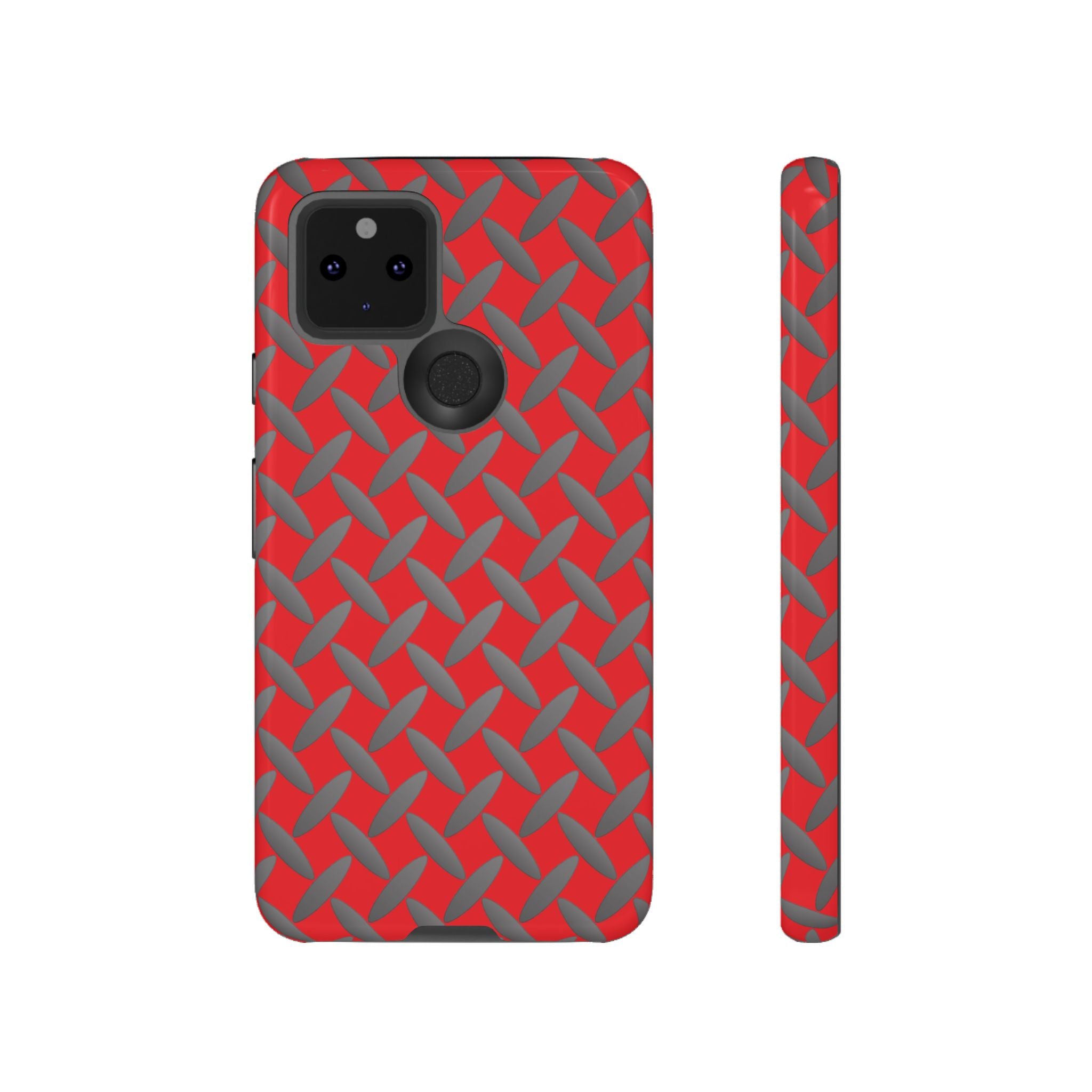 Durable Google Phones Phone Case Red - Tough Cases with Stylish Diamond Plate Design