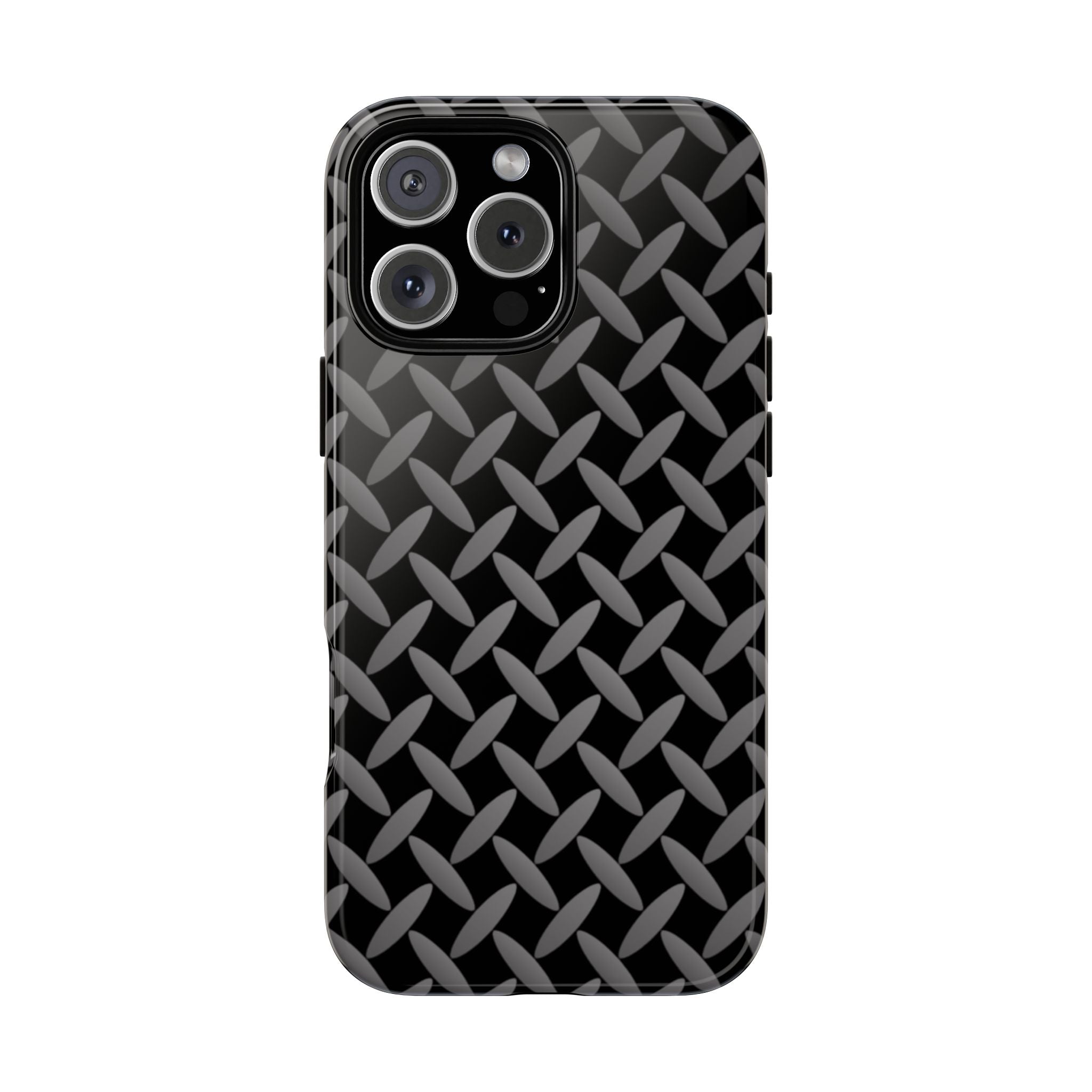Durable Phone Case Black - Tough Cases with Stylish Diamond Plate Design - iPhones