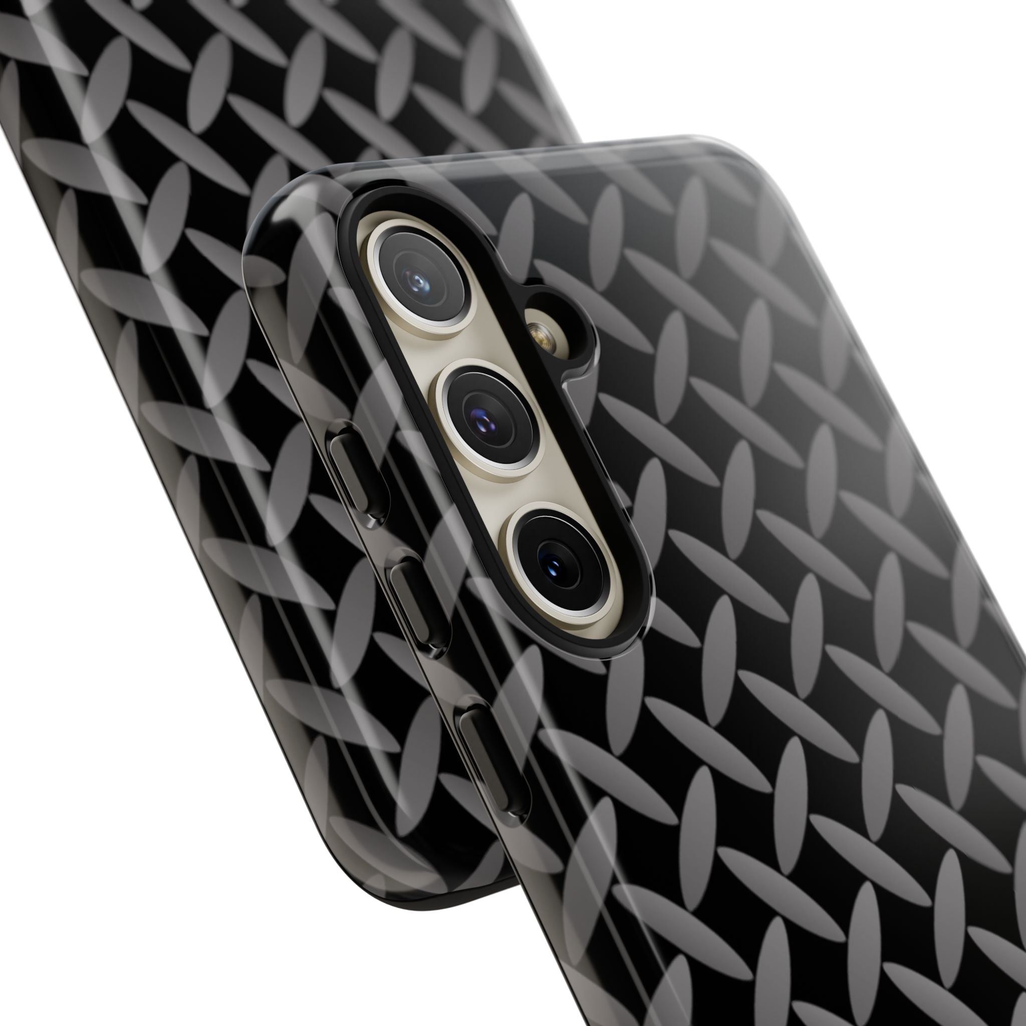 Durable Phone Case Black - Tough Cases with Stylish Diamond Plate Design - Samsung