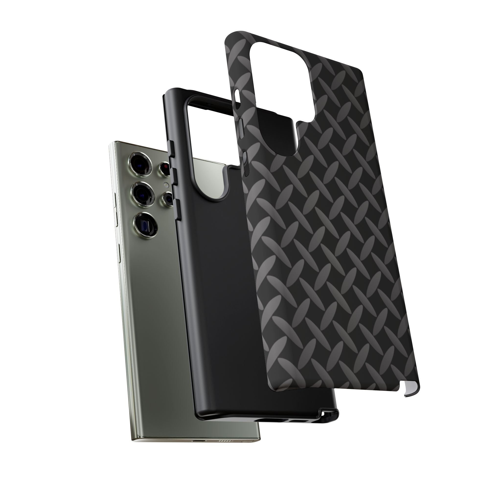 Durable Phone Case Black - Tough Cases with Stylish Diamond Plate Design - Samsung