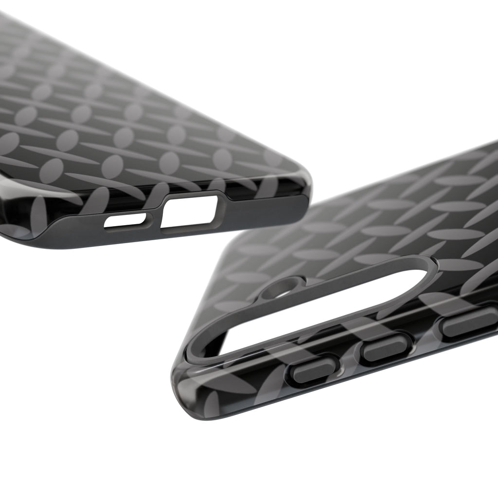 Durable Phone Case Black - Tough Cases with Stylish Diamond Plate Design - Samsung