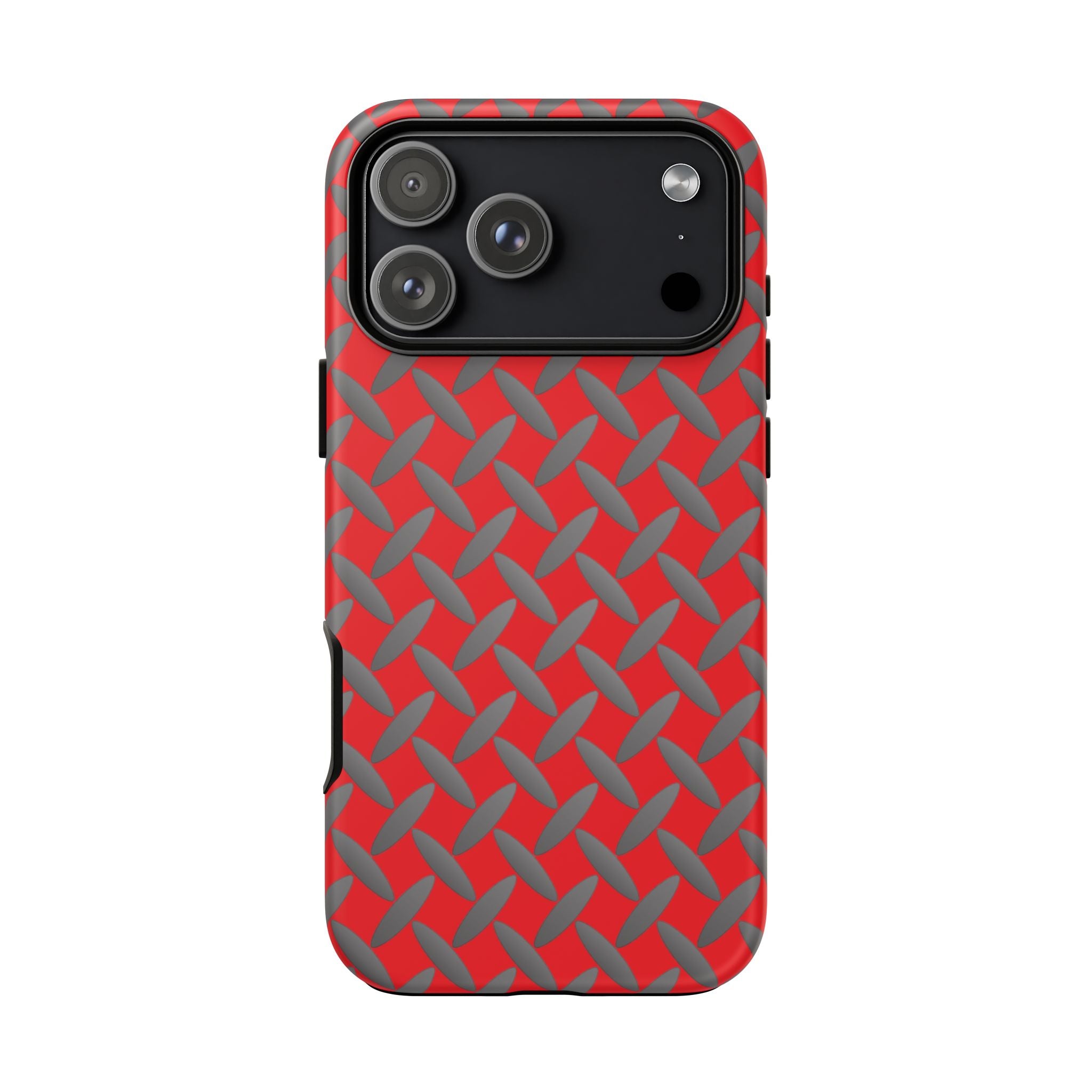 Durable Phone Case Red-iPhones Tough Cases with Stylish Diamond Plate Design