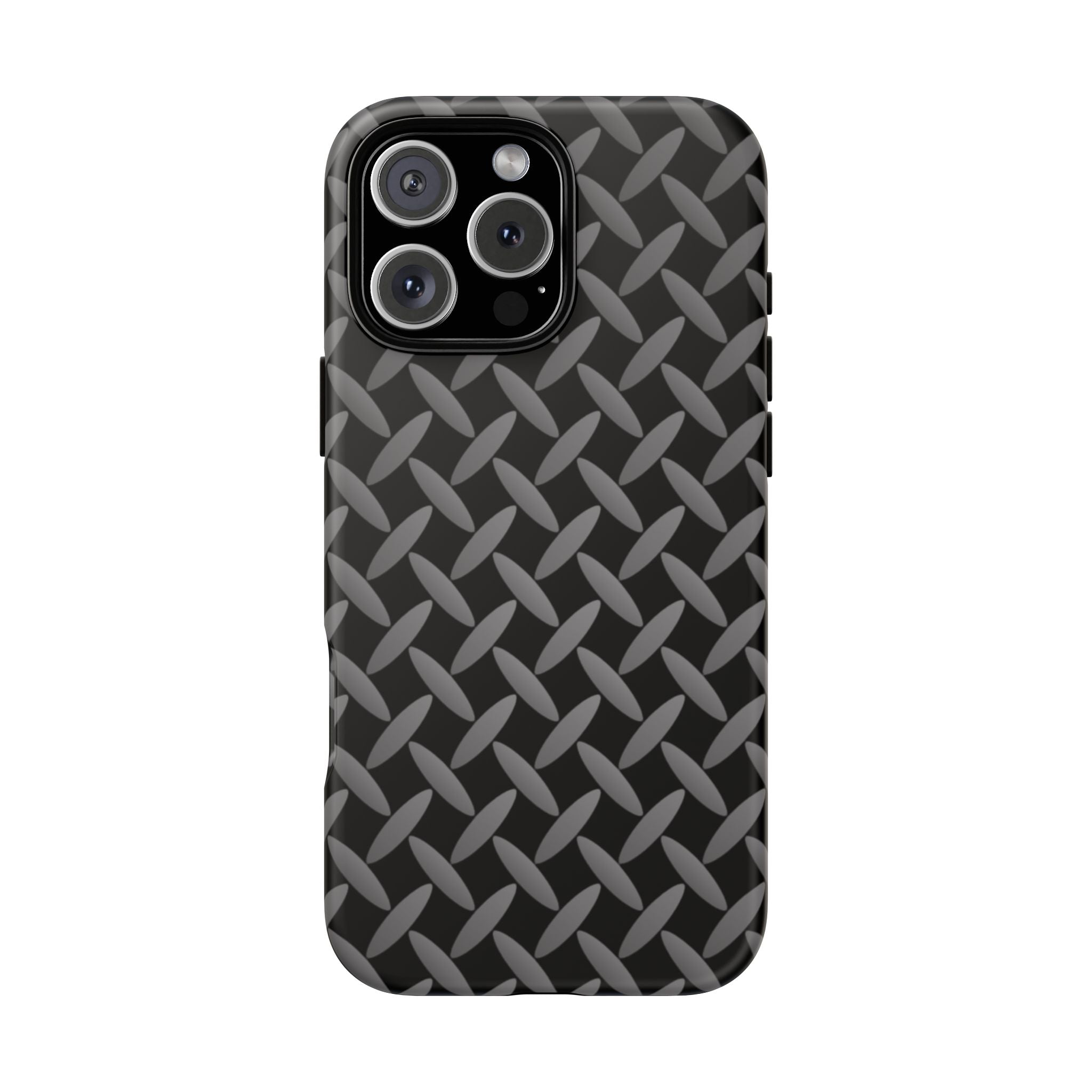 Durable Phone Case Black - Tough Cases with Stylish Diamond Plate Design - iPhones