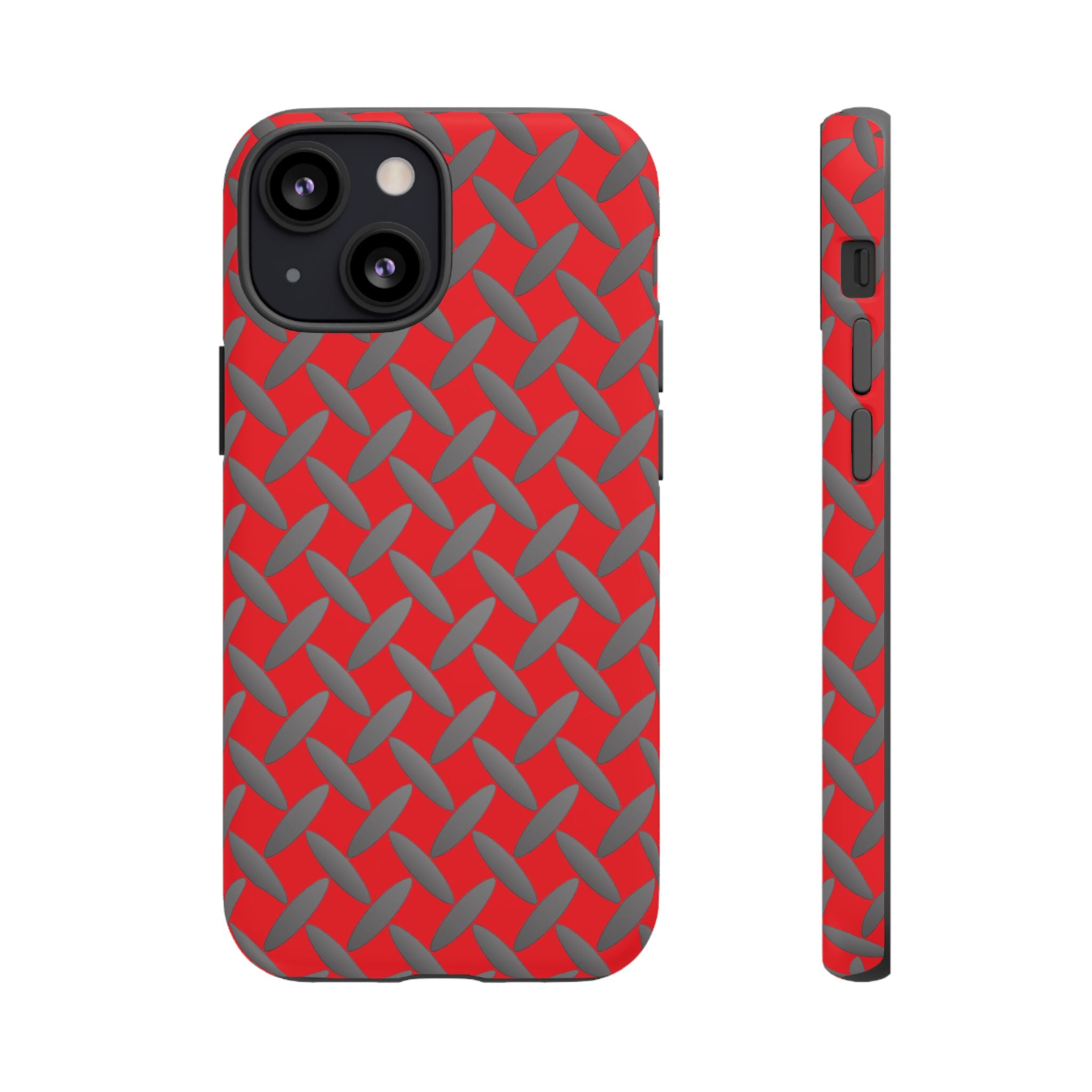 Durable Phone Case Red-iPhones Tough Cases with Stylish Diamond Plate Design