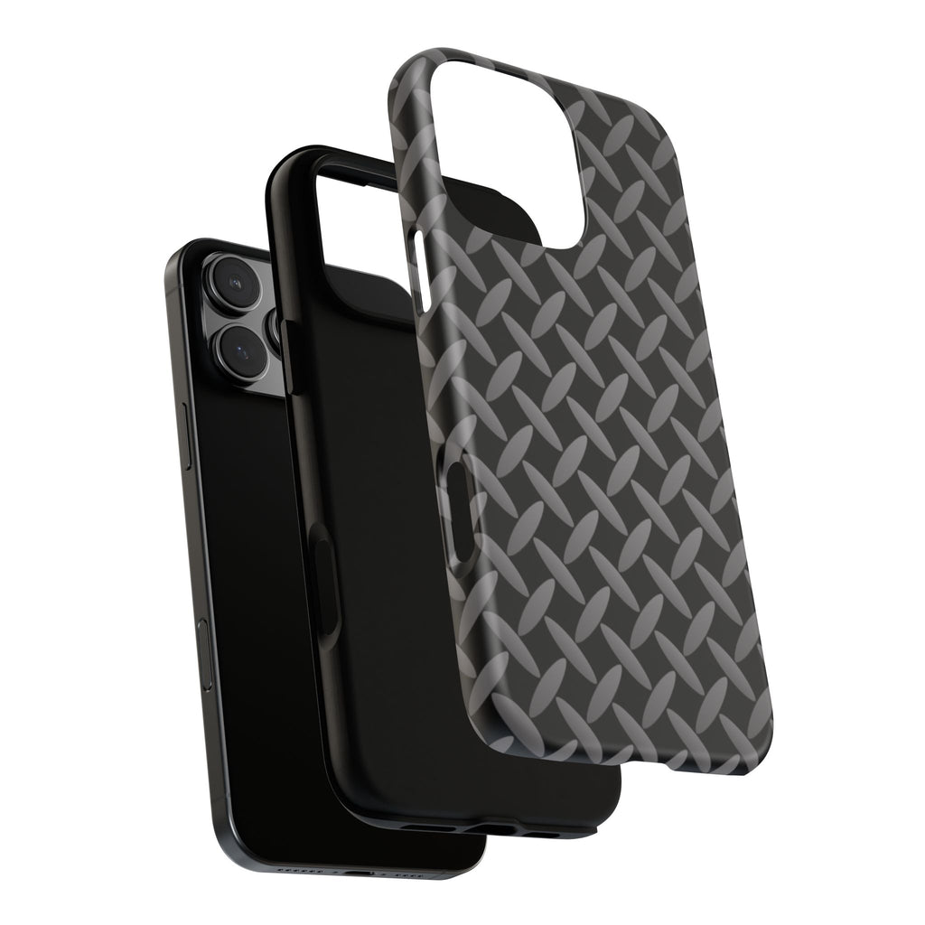 Durable Phone Case Black - Tough Cases with Stylish Diamond Plate Design - iPhones