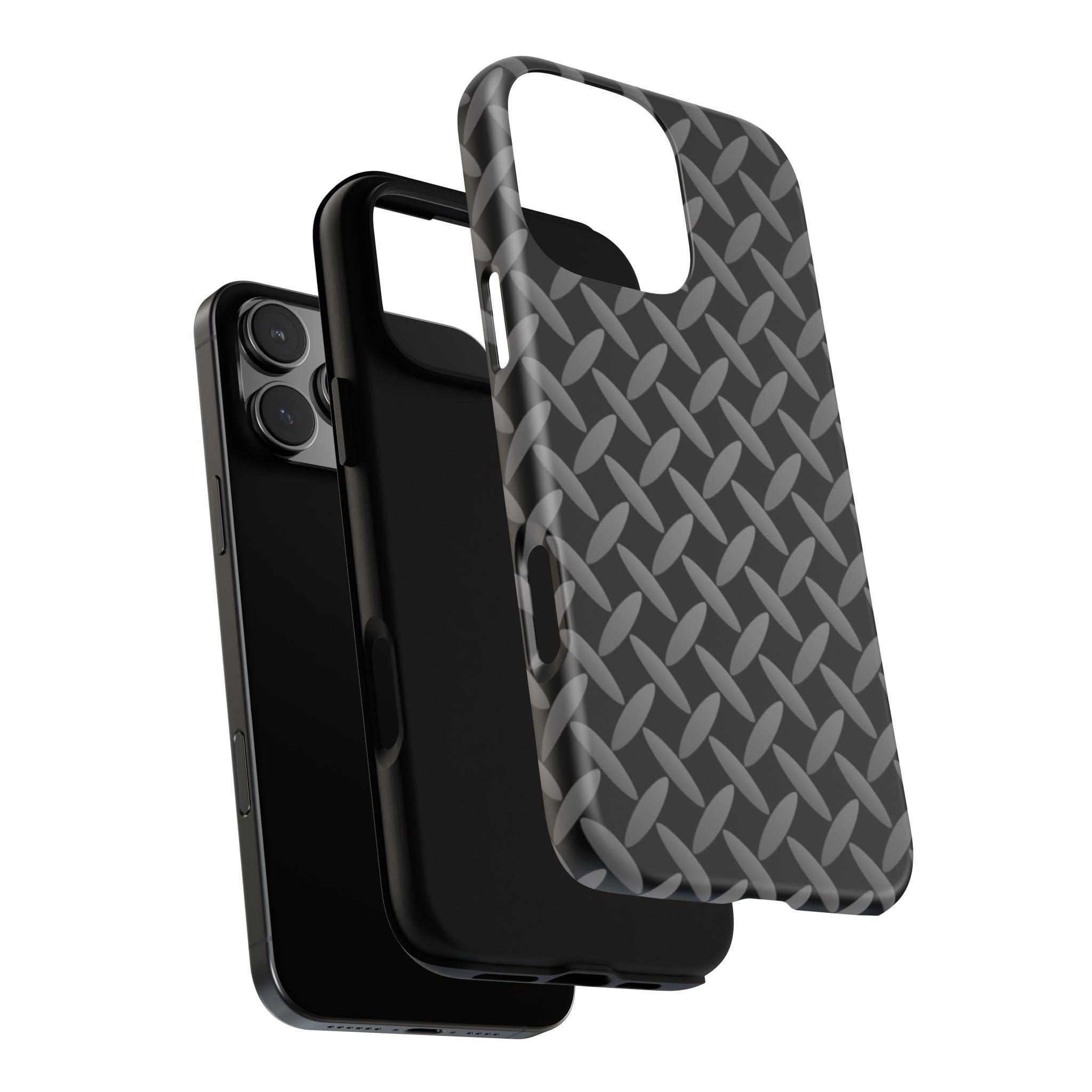 Durable Phone Case Black - Tough Cases with Stylish Diamond Plate Design - iPhones