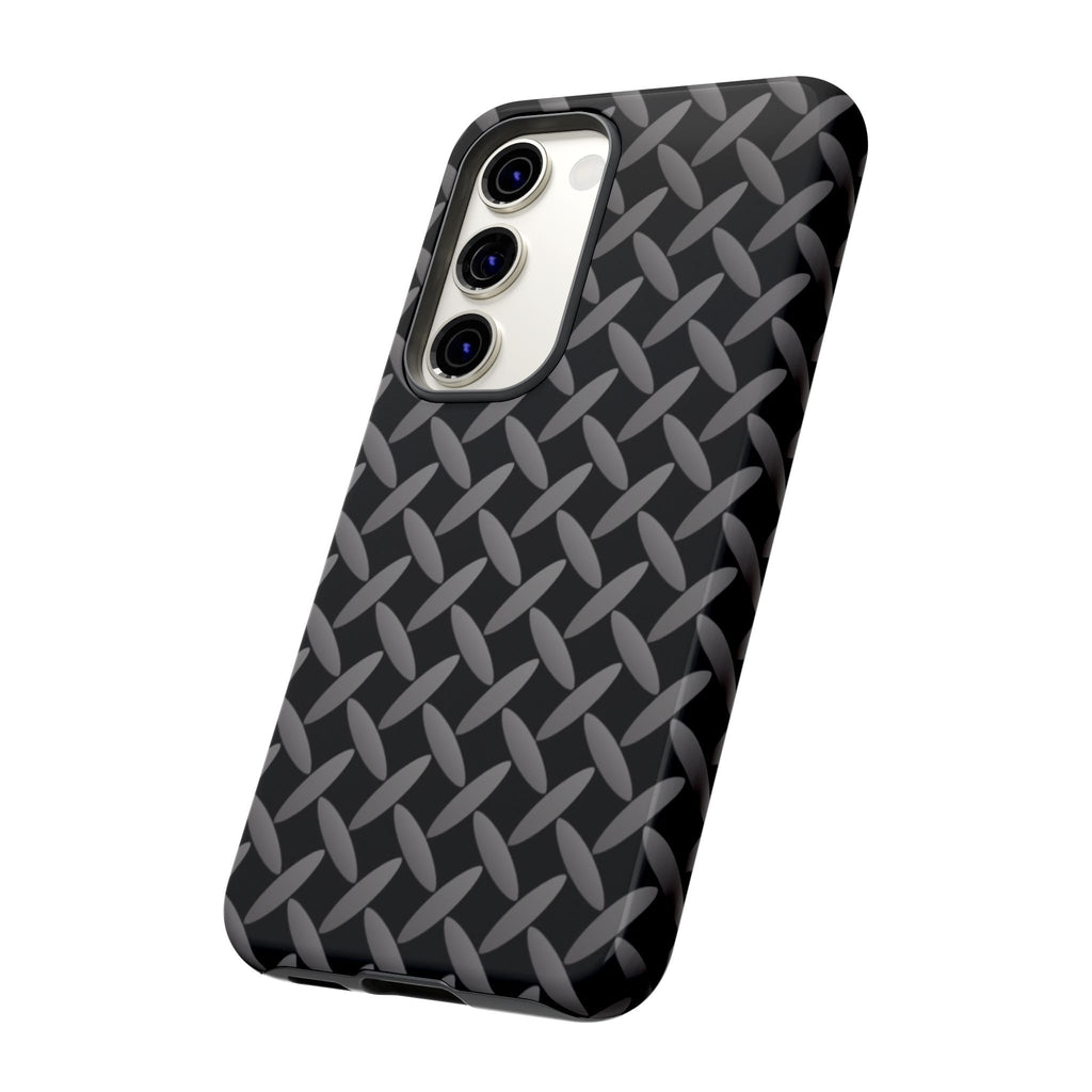 Durable Phone Case Black - Tough Cases with Stylish Diamond Plate Design - Samsung