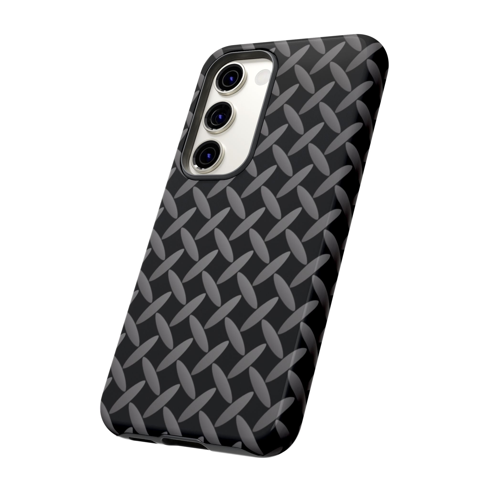 Durable Phone Case Black - Tough Cases with Stylish Diamond Plate Design - Samsung