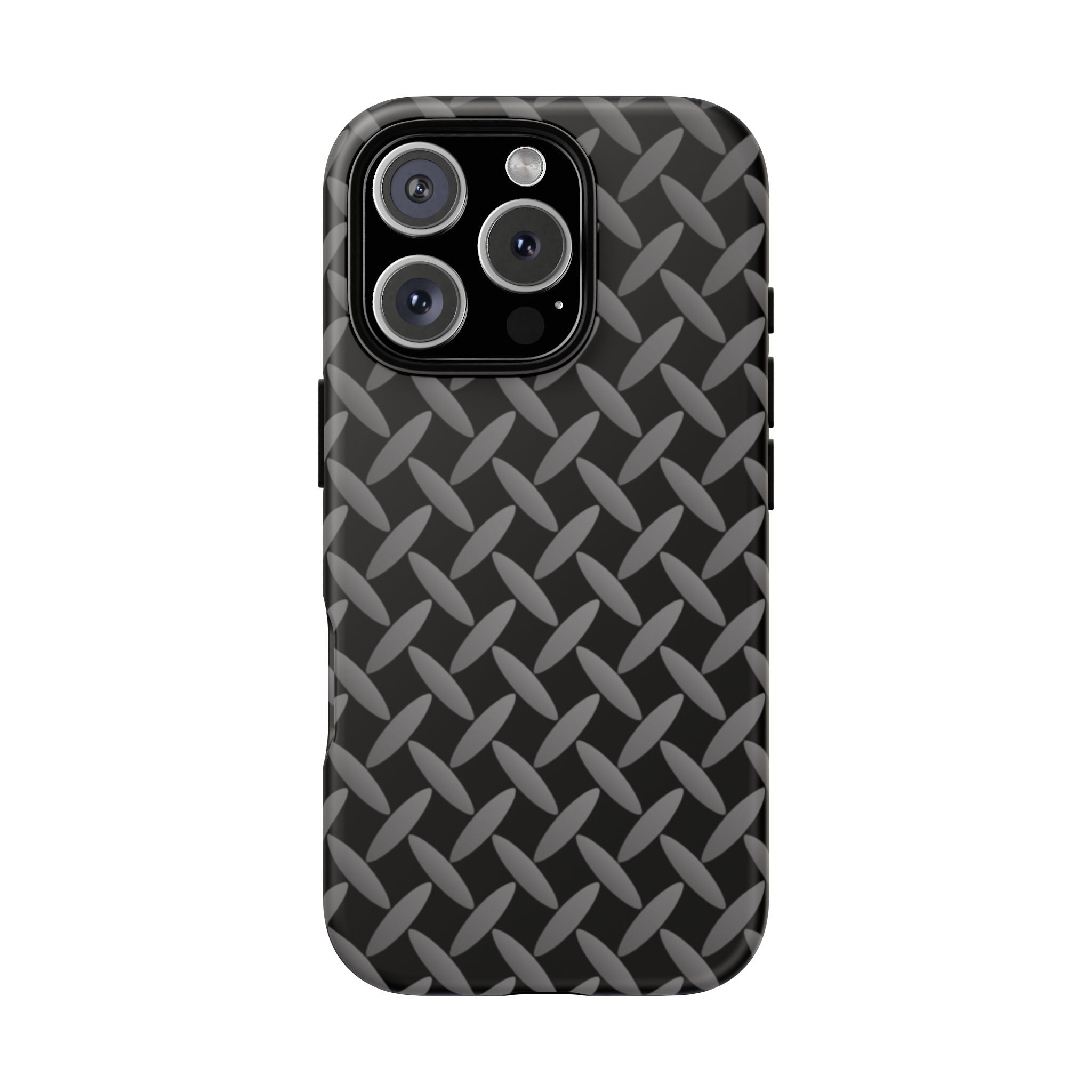 Durable Phone Case Black - Tough Cases with Stylish Diamond Plate Design - iPhones