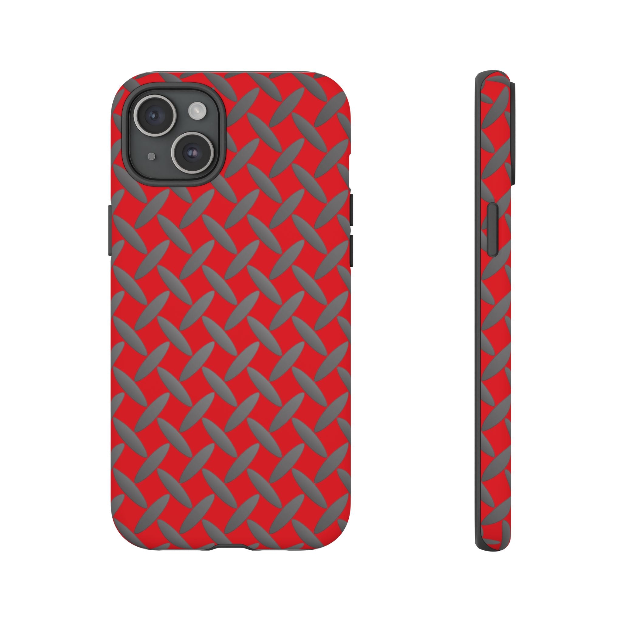 Durable Phone Case Red-iPhones Tough Cases with Stylish Diamond Plate Design