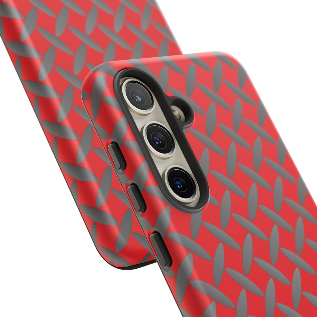 Durable Samsung Phone Case Red - Tough Cases with Stylish Diamond Plate Design