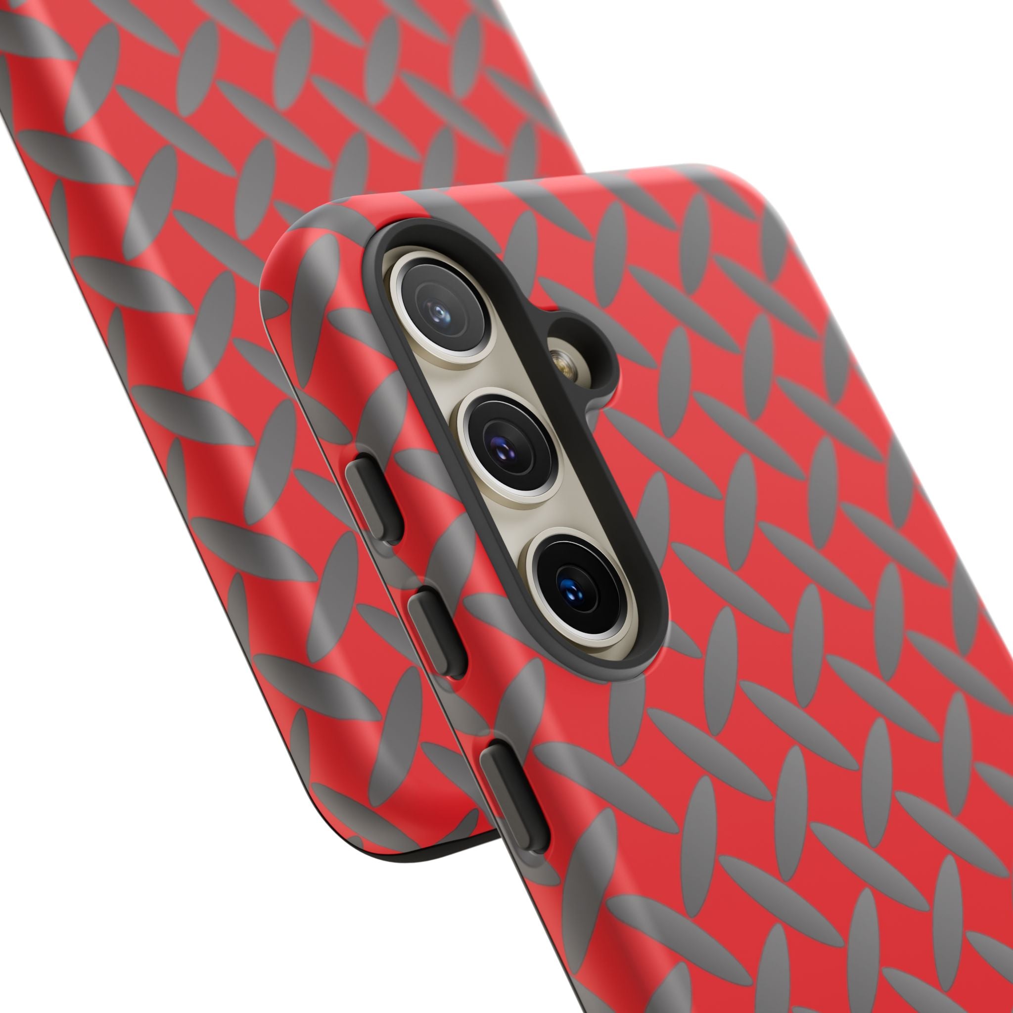 Durable Samsung Phone Case Red - Tough Cases with Stylish Diamond Plate Design