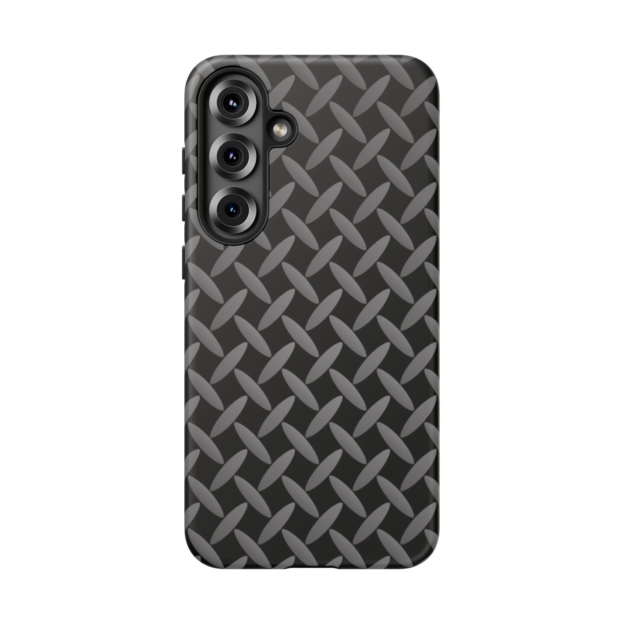 Durable Phone Case Black - Tough Cases with Stylish Diamond Plate Design - Samsung