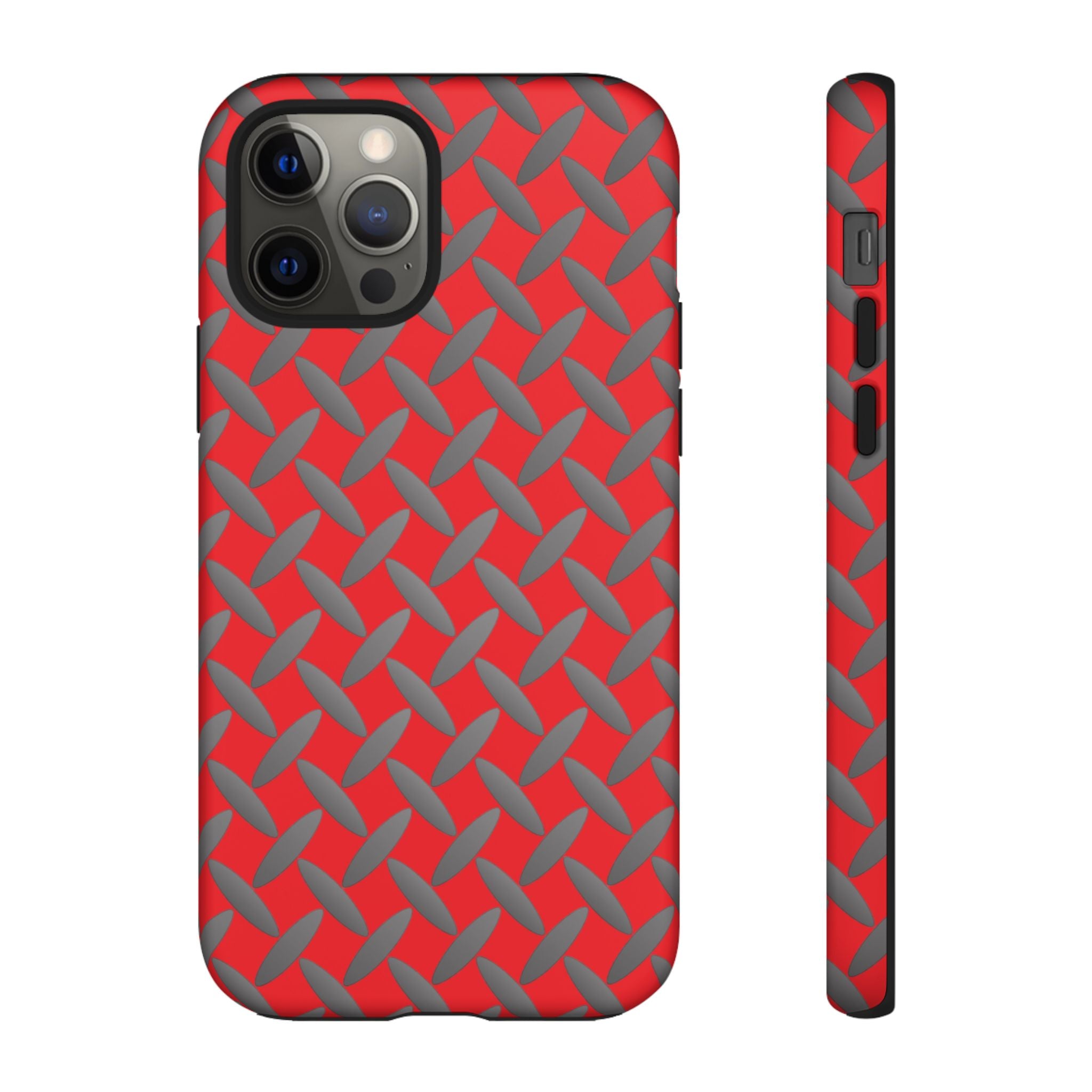 Durable Phone Case Red-iPhones Tough Cases with Stylish Diamond Plate Design