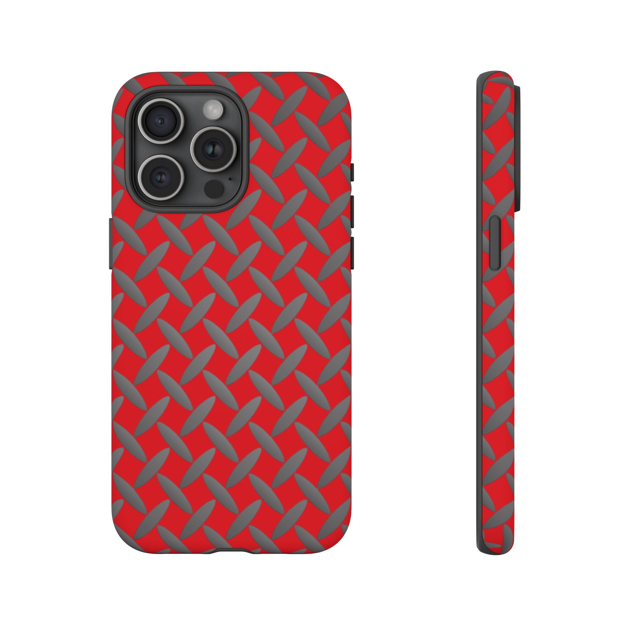 Durable Phone Case Red-iPhones Tough Cases with Stylish Diamond Plate Design