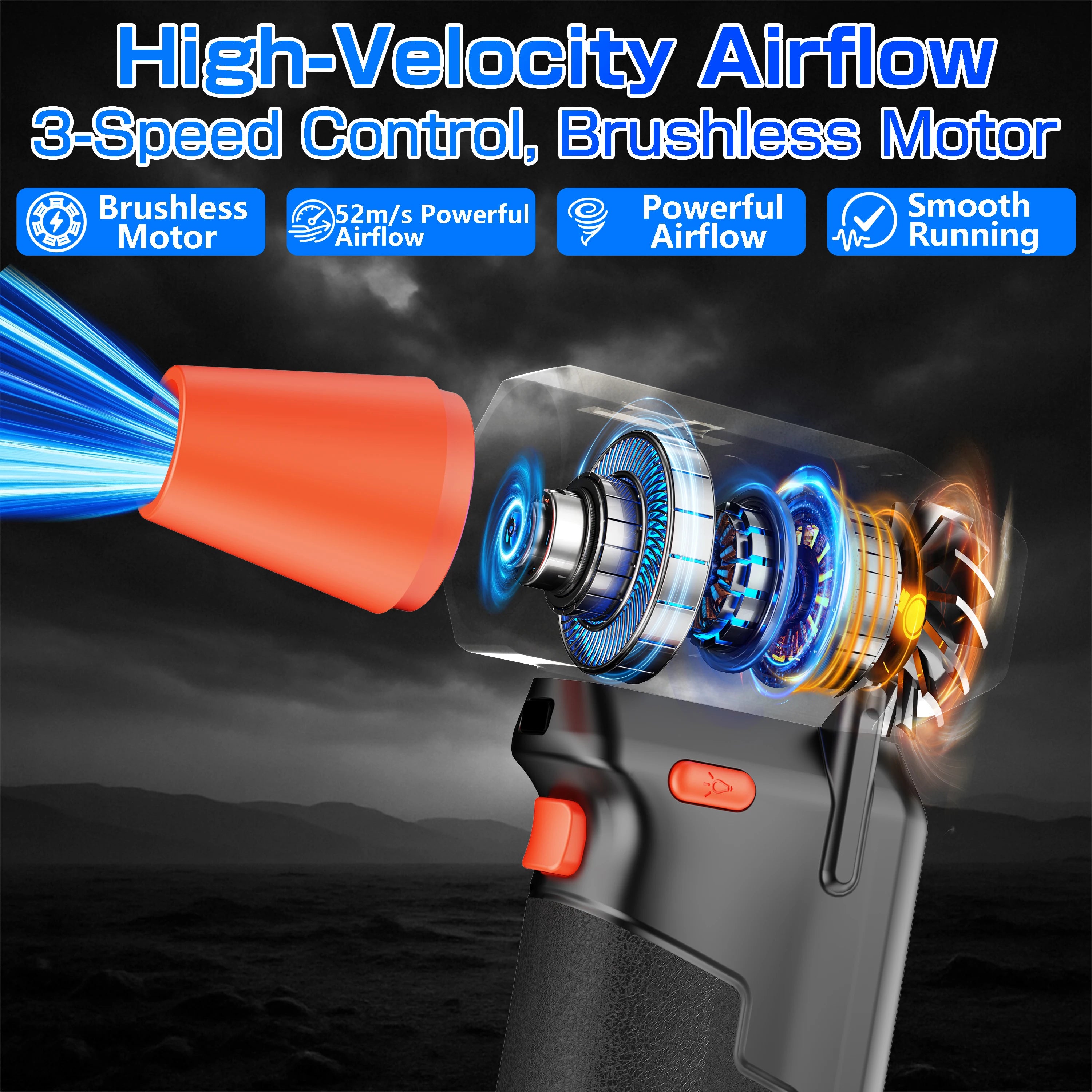 Handheld Turbo Fan For Car RV Truck Trailer Cleaning Jet Blower Tool Powerful Air Blower Electric Air Duster Rechargeable